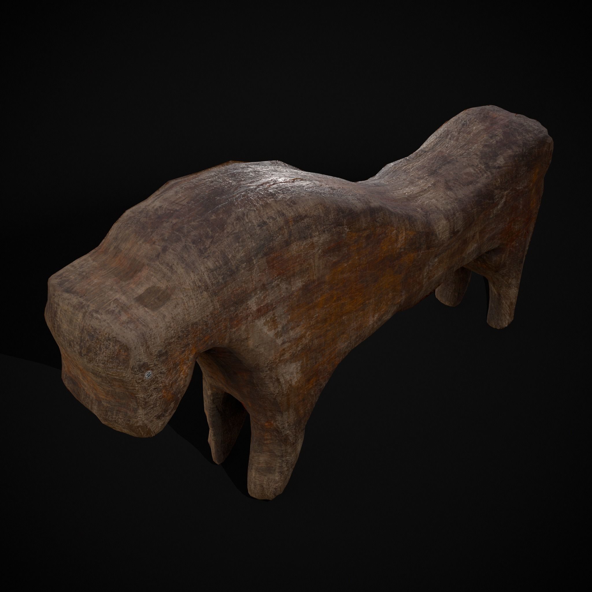 Medieval Carved Horse Toy Low-poly 3D model_13