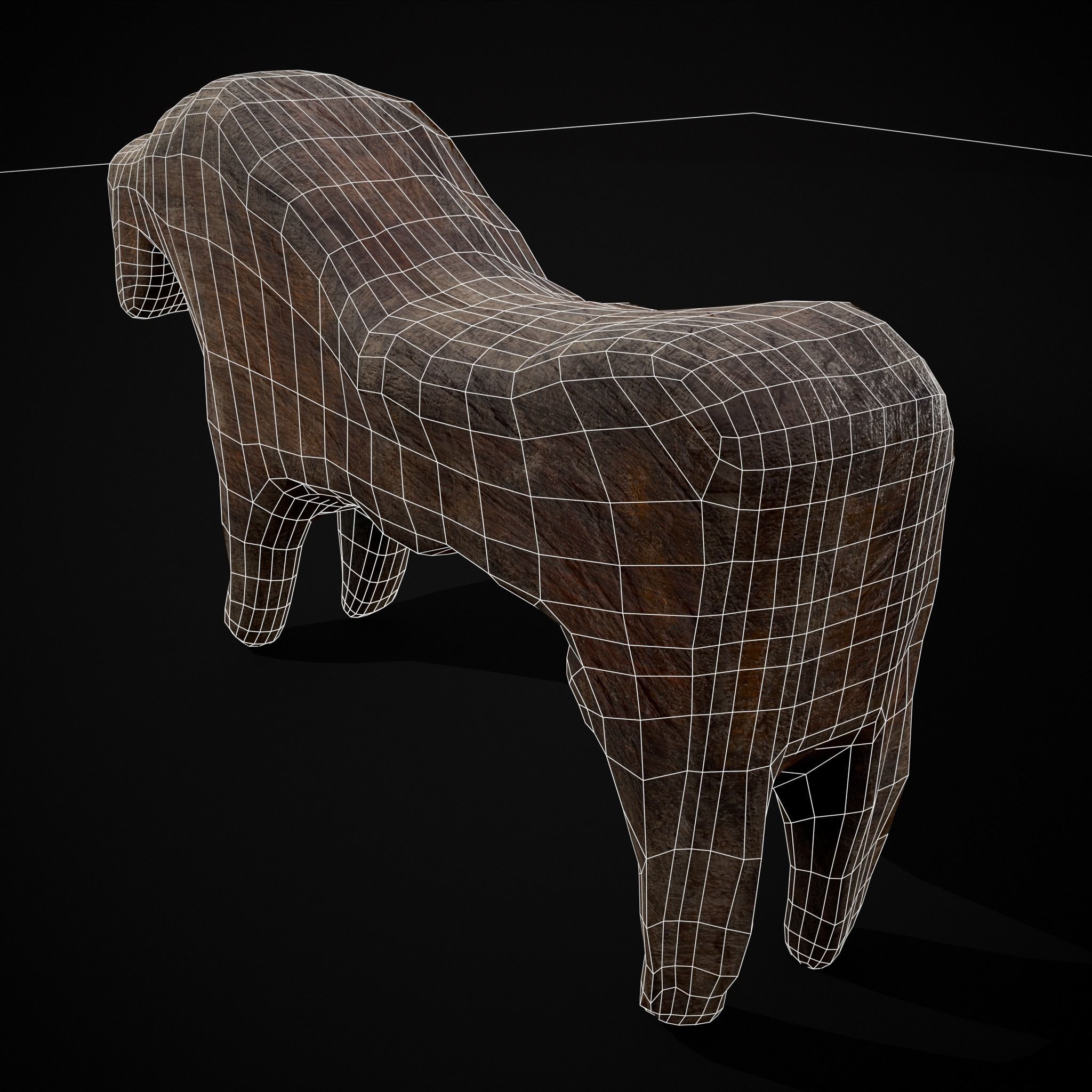 Medieval Carved Horse Toy Low-poly 3D model_36