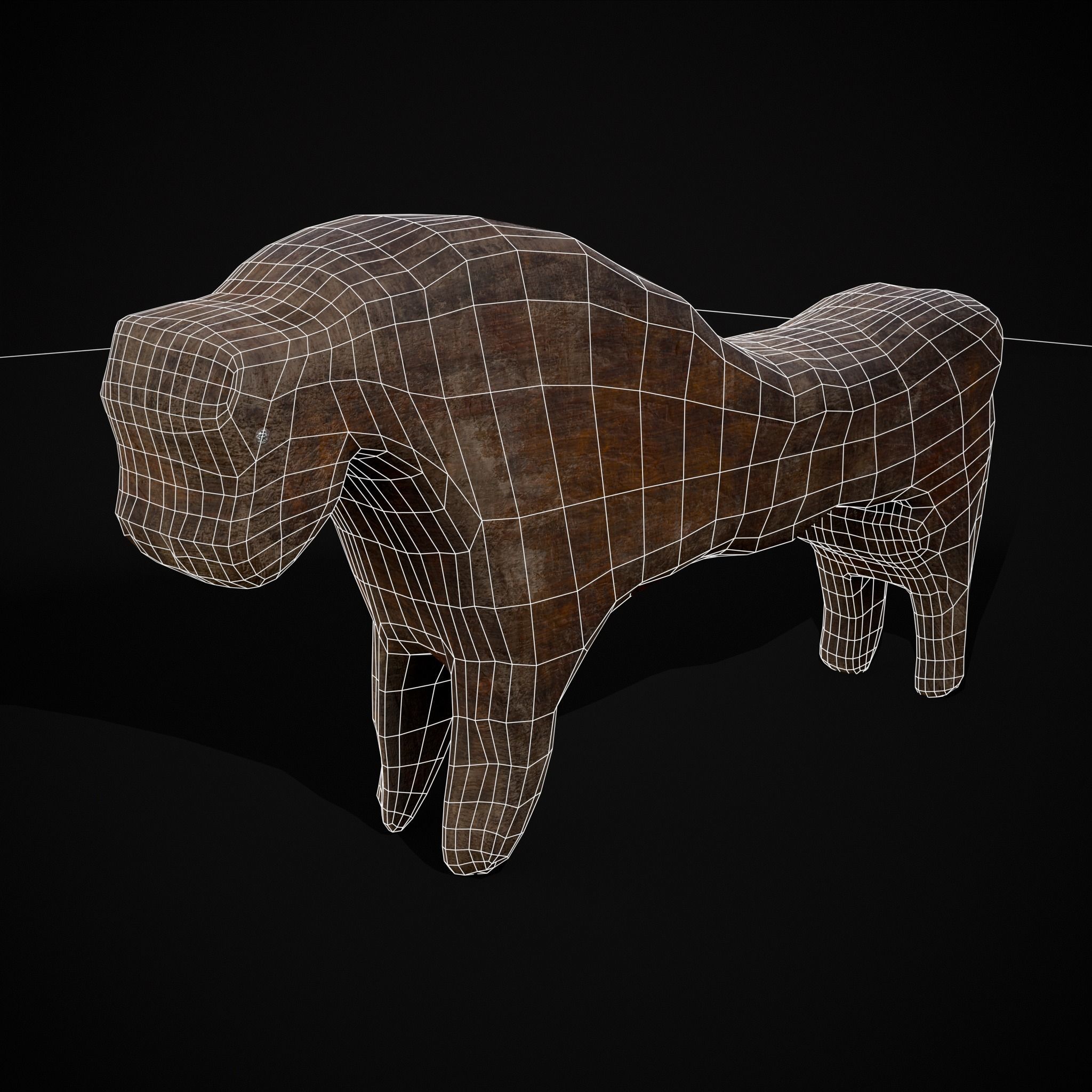 Medieval Carved Horse Toy Low-poly 3D model_38