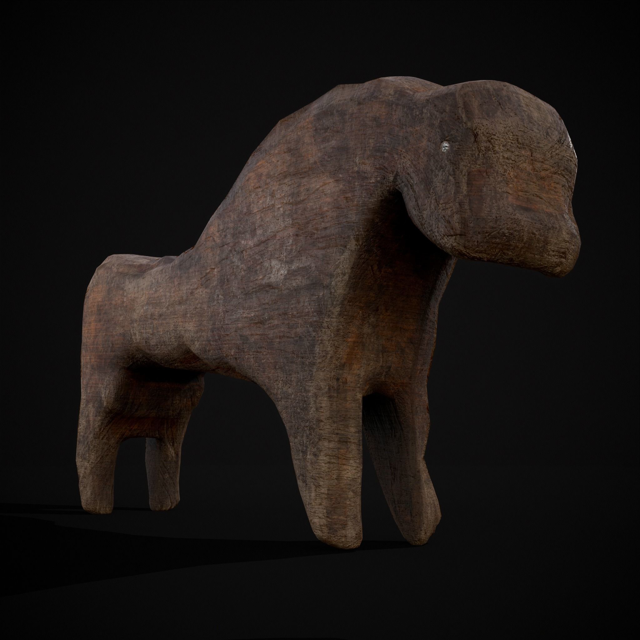 Medieval Carved Horse Toy Low-poly 3D model_33