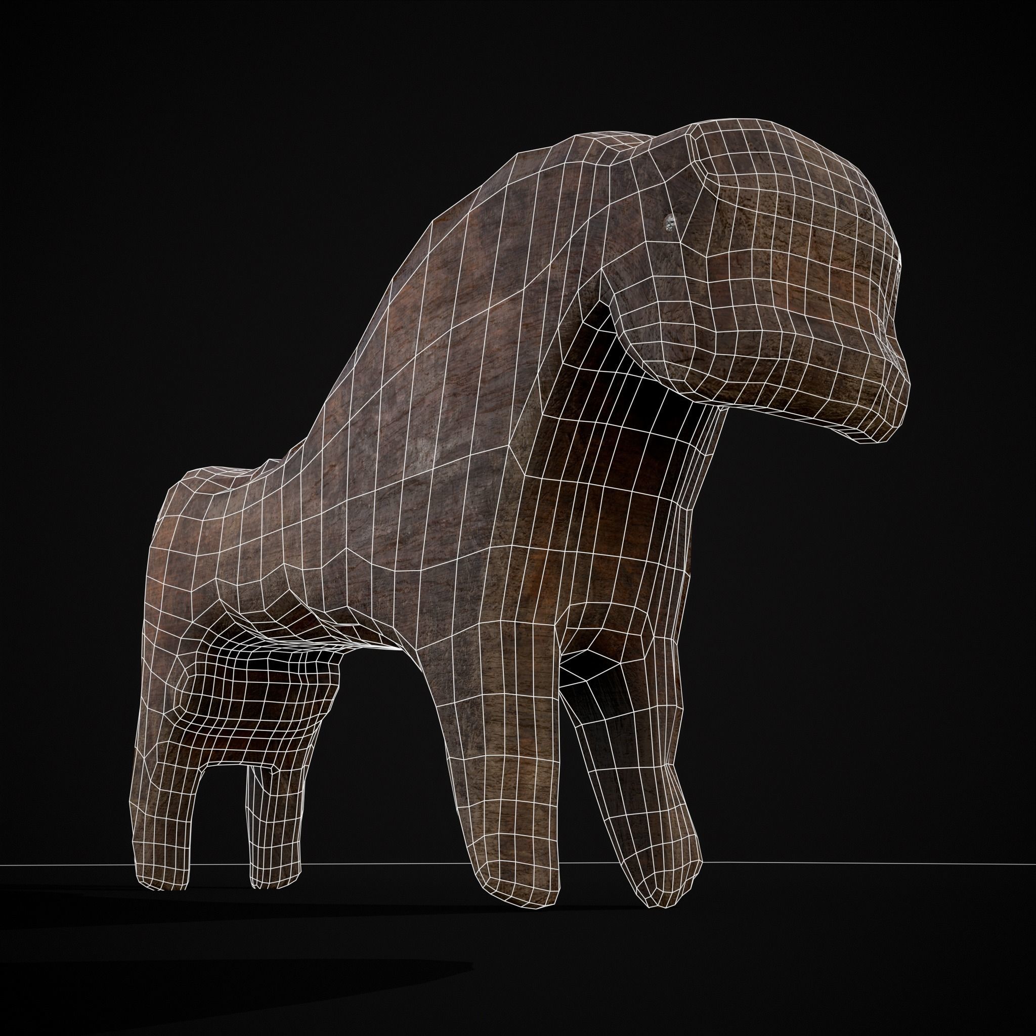 Medieval Carved Horse Toy Low-poly 3D model_40