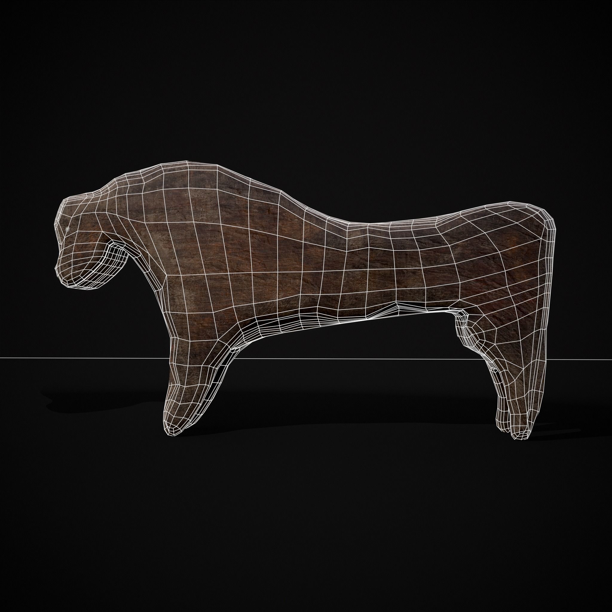 Medieval Carved Horse Toy Low-poly 3D model_8