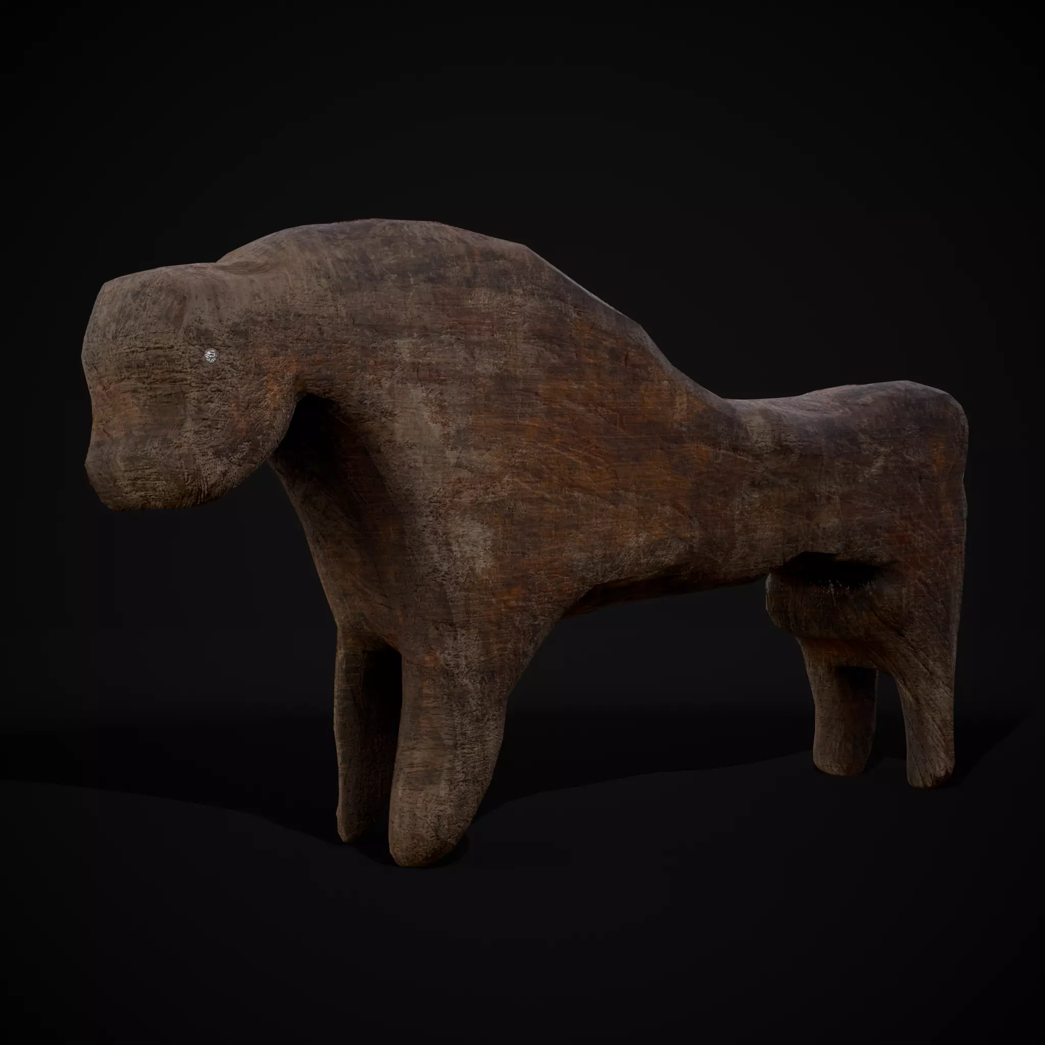 Medieval Carved Horse Toy Low-poly 3D model_0