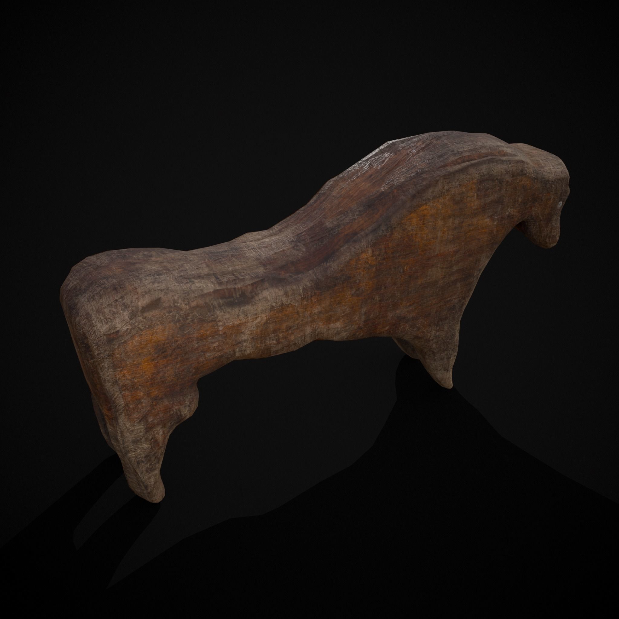 Medieval Carved Horse Toy Low-poly 3D model_17