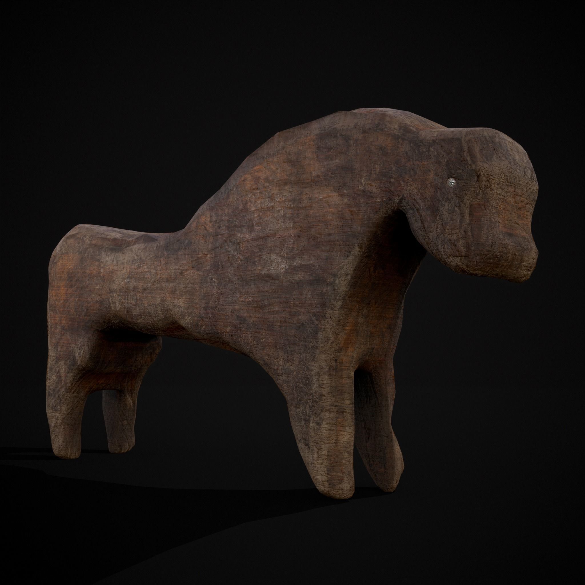 Medieval Carved Horse Toy Low-poly 3D model_11