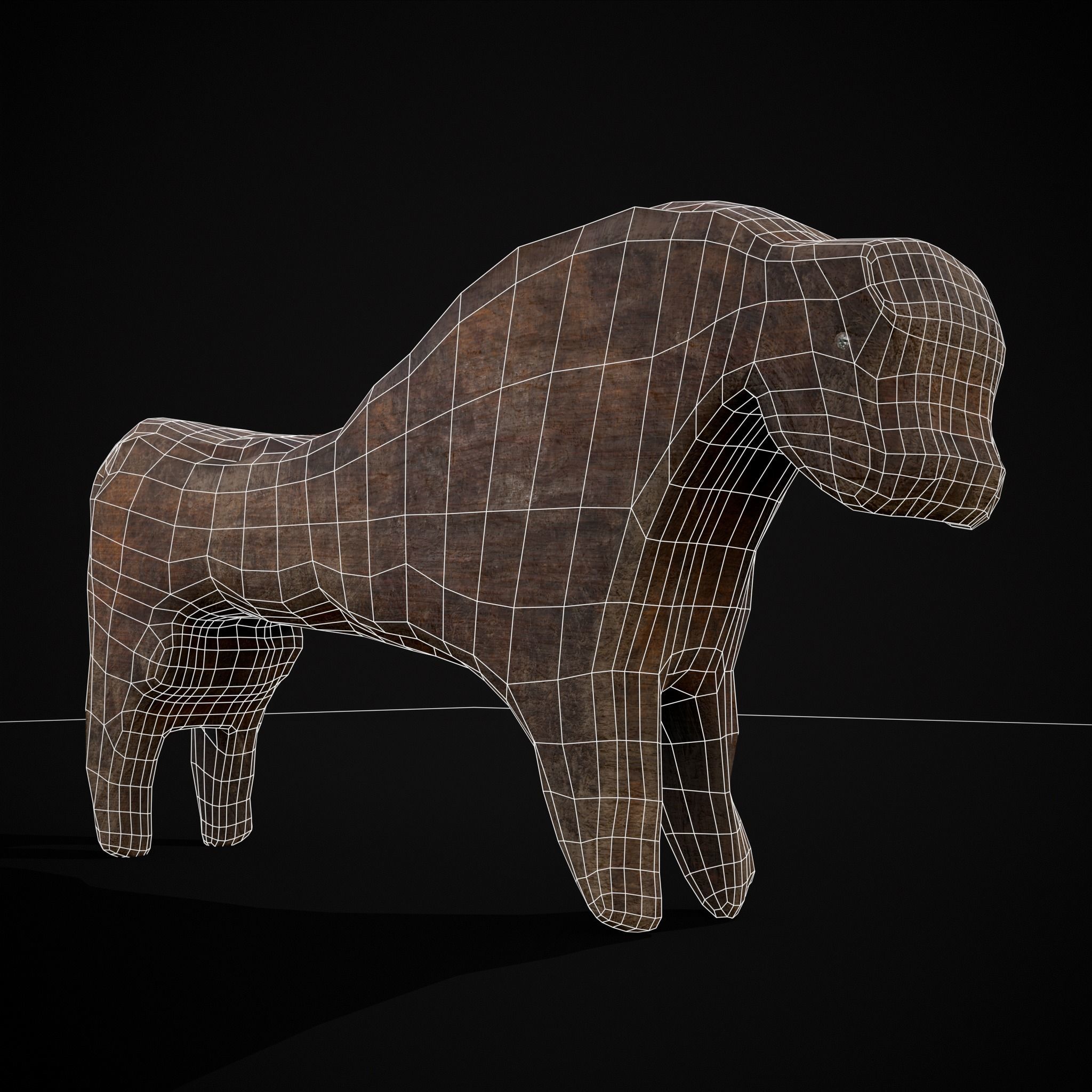 Medieval Carved Horse Toy Low-poly 3D model_12