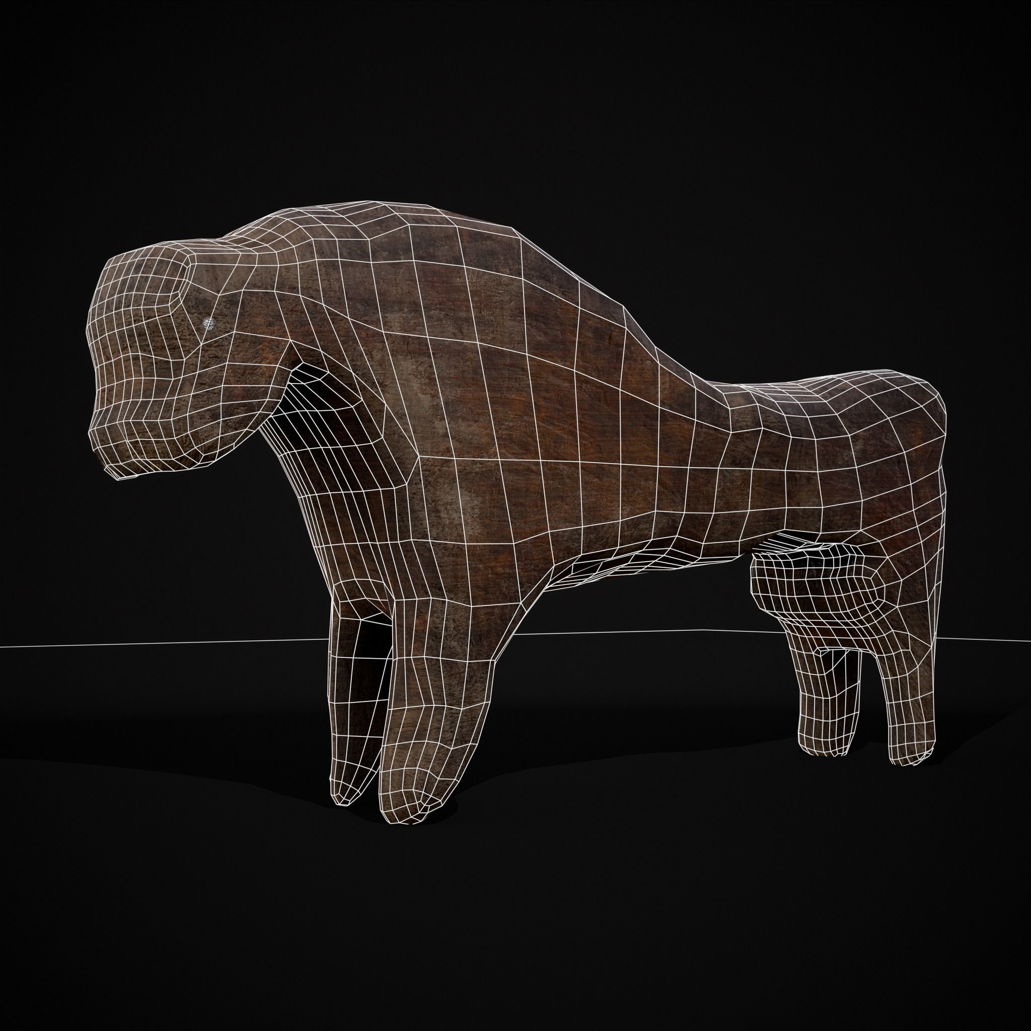 Medieval Carved Horse Toy Low-poly 3D model_30