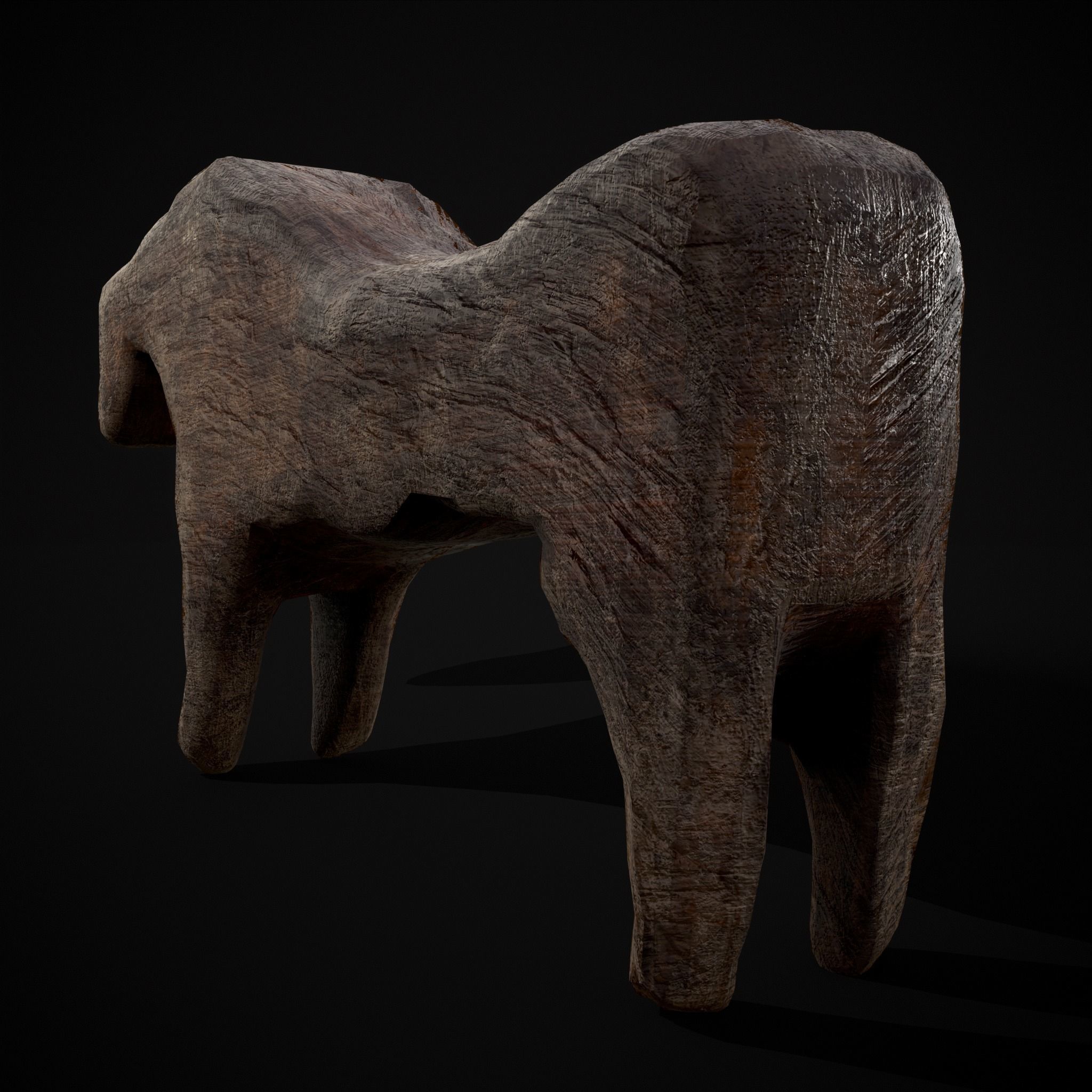 Medieval Carved Horse Toy Low-poly 3D model_27