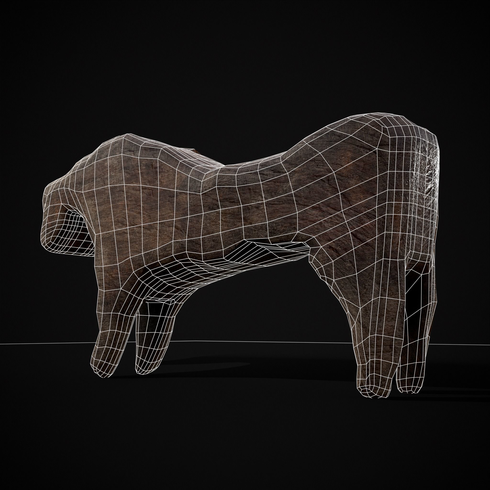 Medieval Carved Horse Toy Low-poly 3D model_16