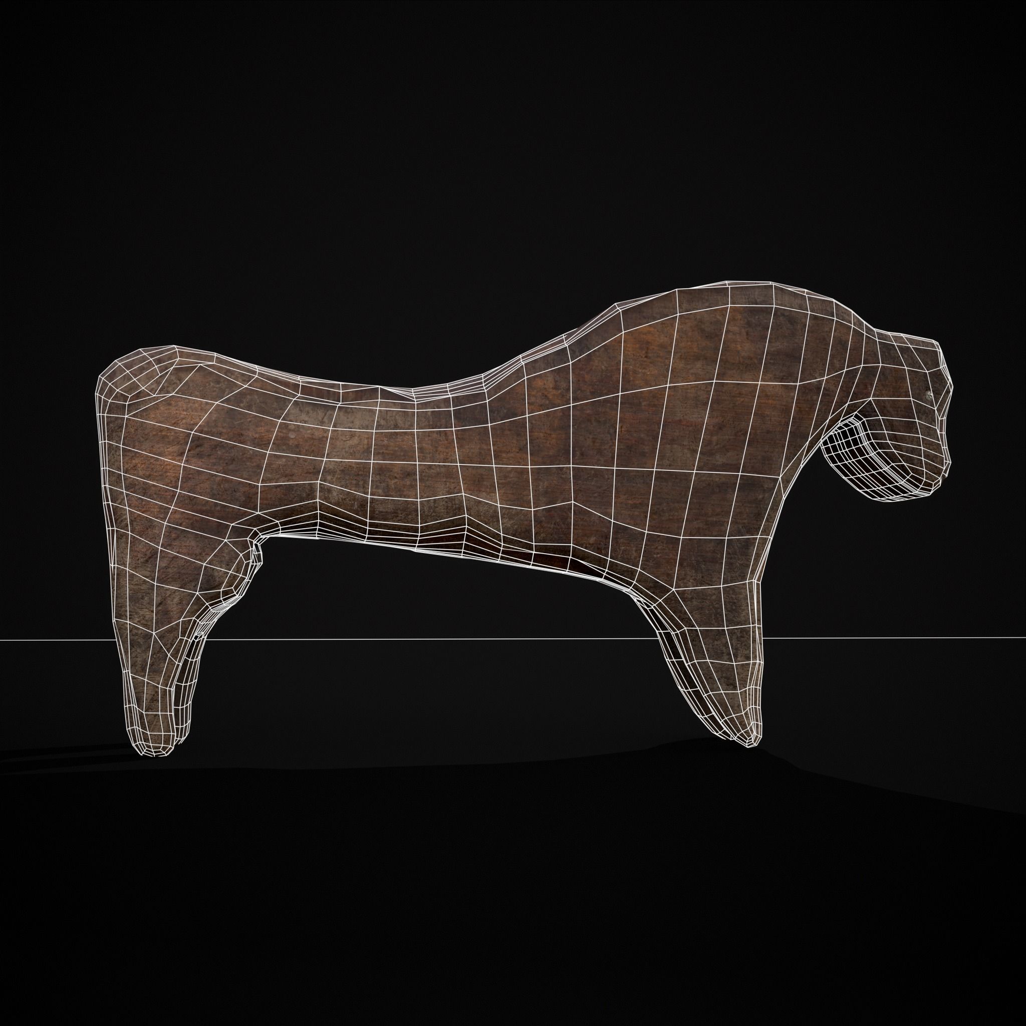 Medieval Carved Horse Toy Low-poly 3D model_20