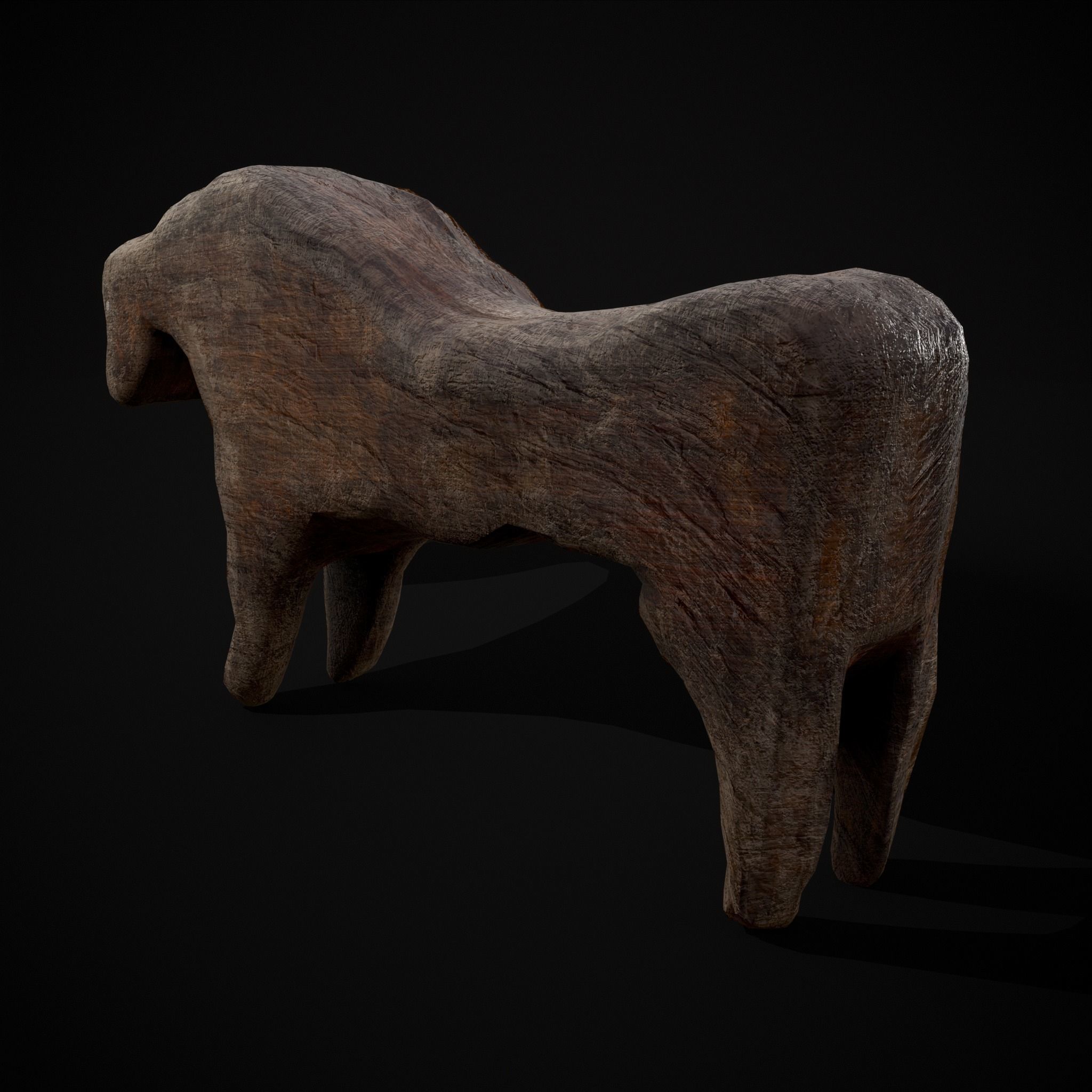 Medieval Carved Horse Toy Low-poly 3D model_5
