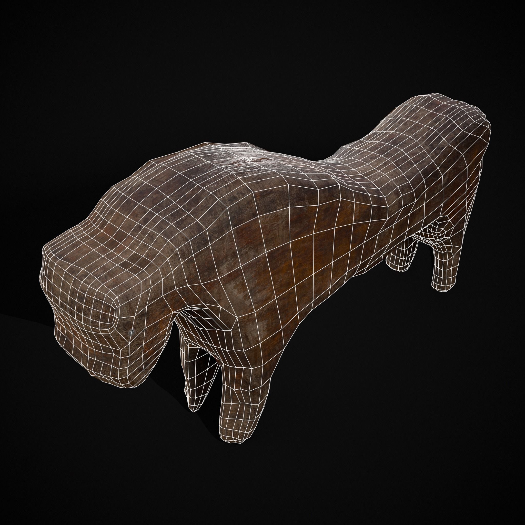Medieval Carved Horse Toy Low-poly 3D model_14