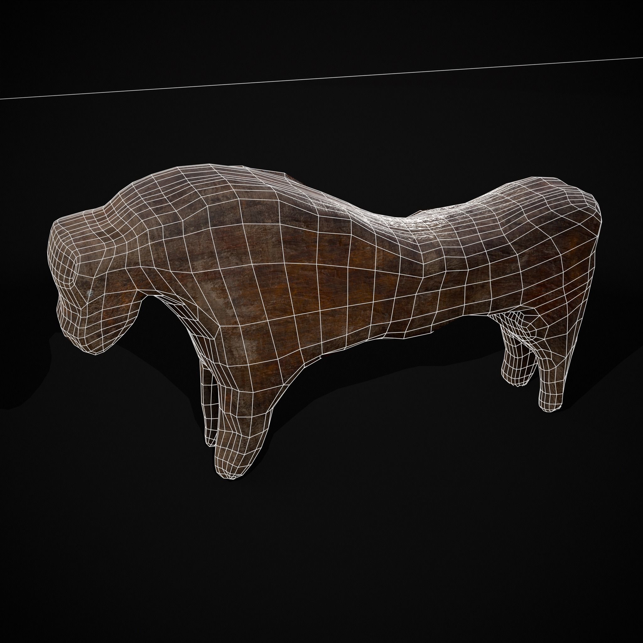 Medieval Carved Horse Toy Low-poly 3D model_32