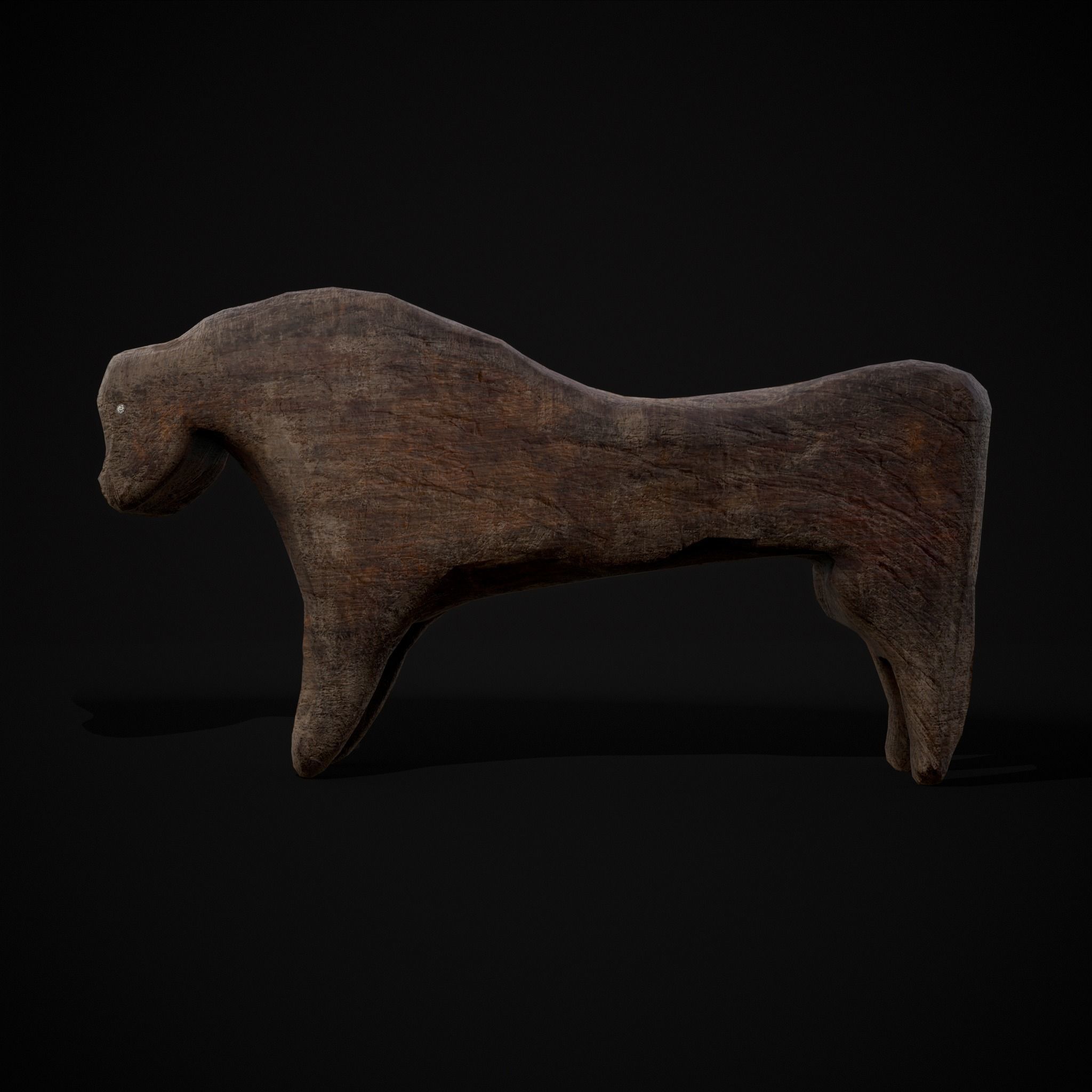 Medieval Carved Horse Toy Low-poly 3D model_7