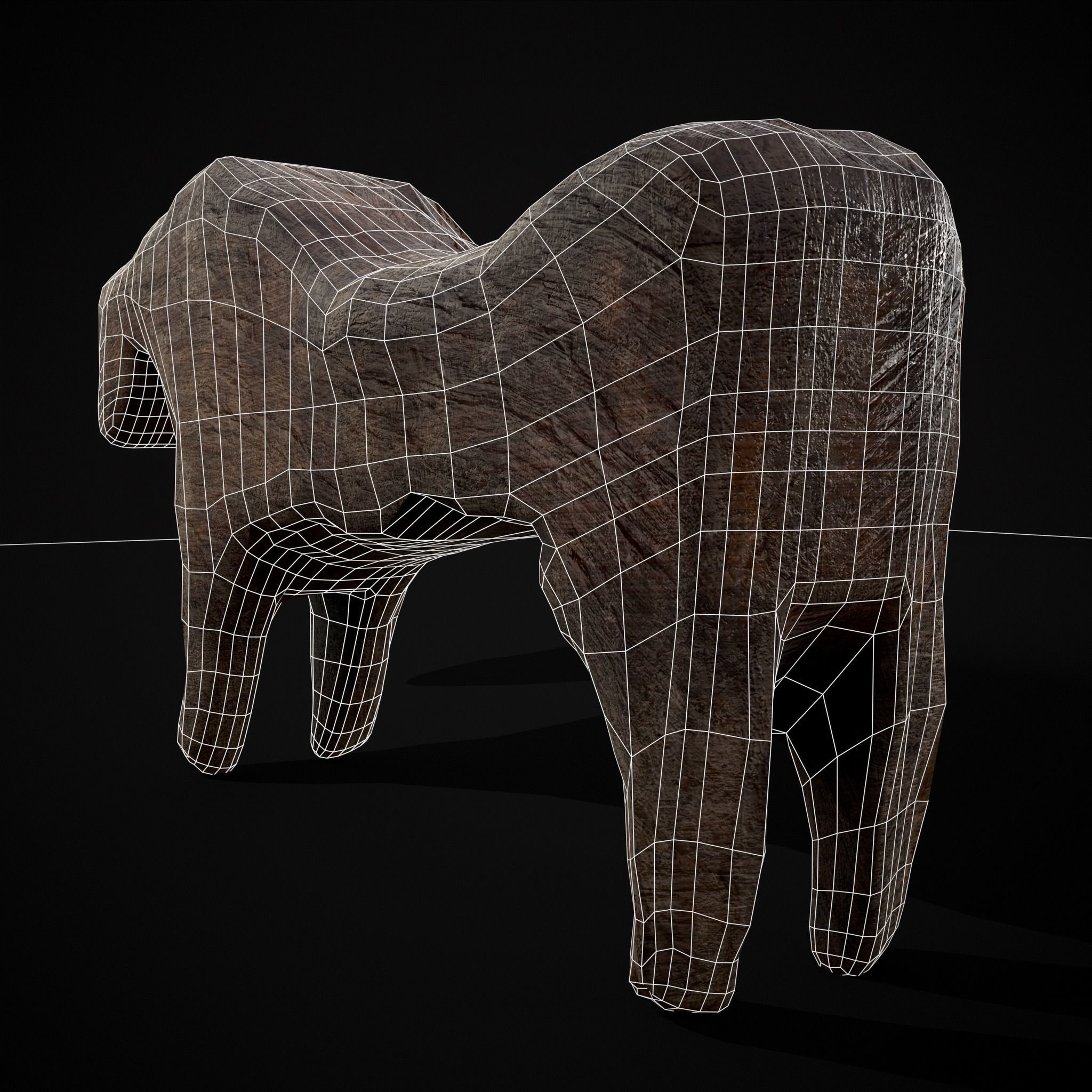 Medieval Carved Horse Toy Low-poly 3D model_28