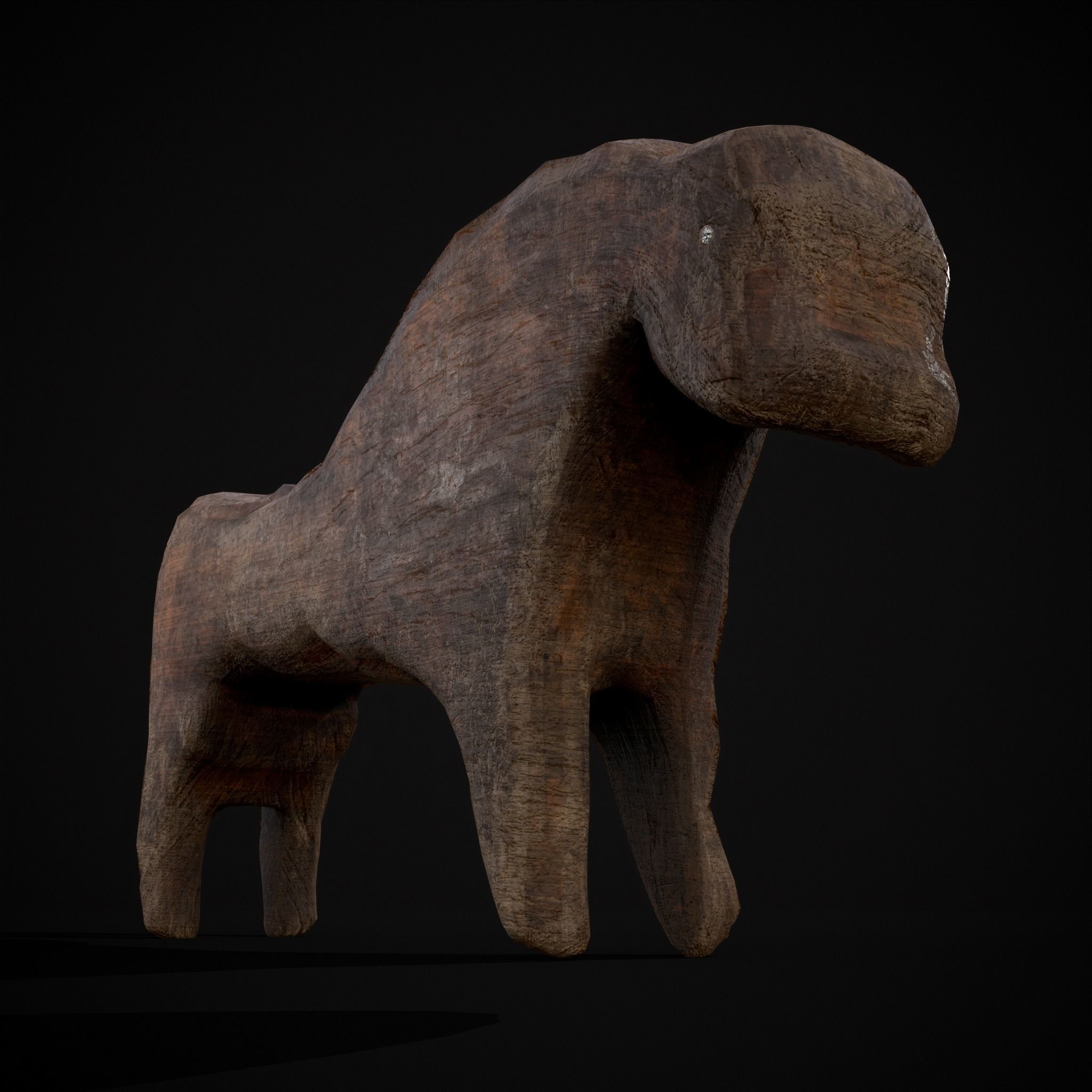 Medieval Carved Horse Toy Low-poly 3D model_39