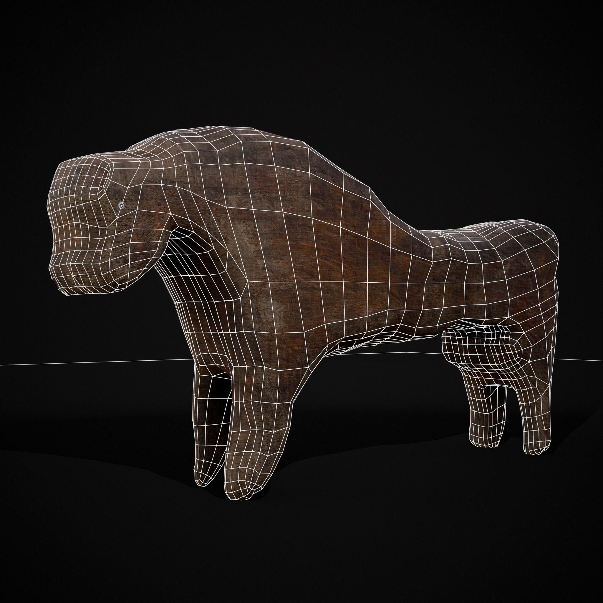 Medieval Carved Horse Toy Low-poly 3D model_2