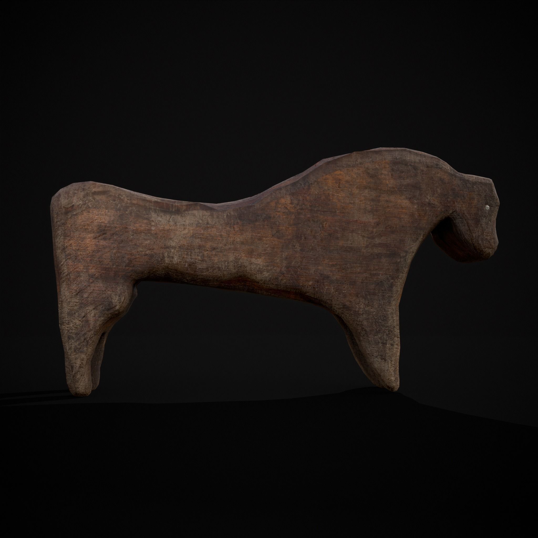 Medieval Carved Horse Toy Low-poly 3D model_19