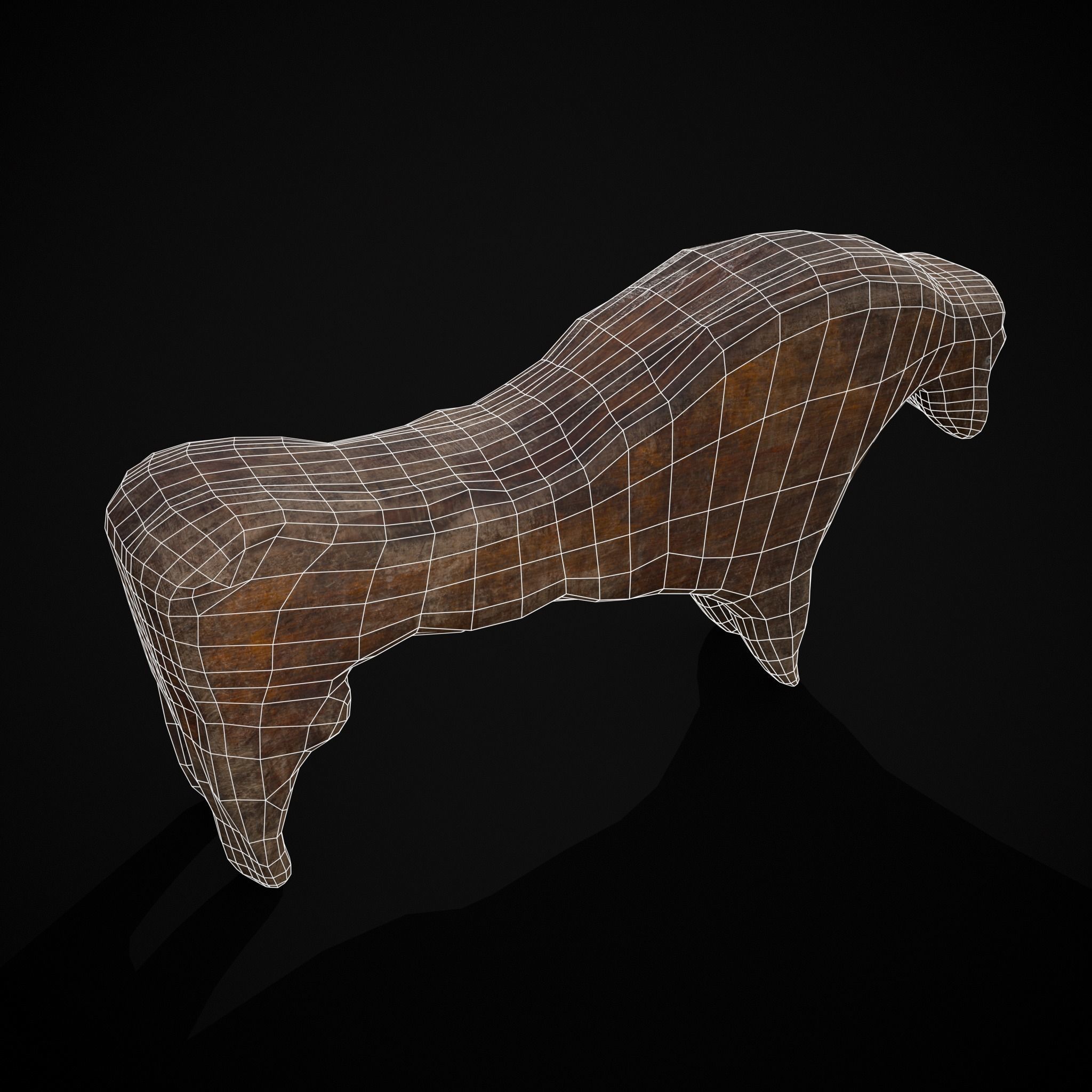 Medieval Carved Horse Toy Low-poly 3D model_18