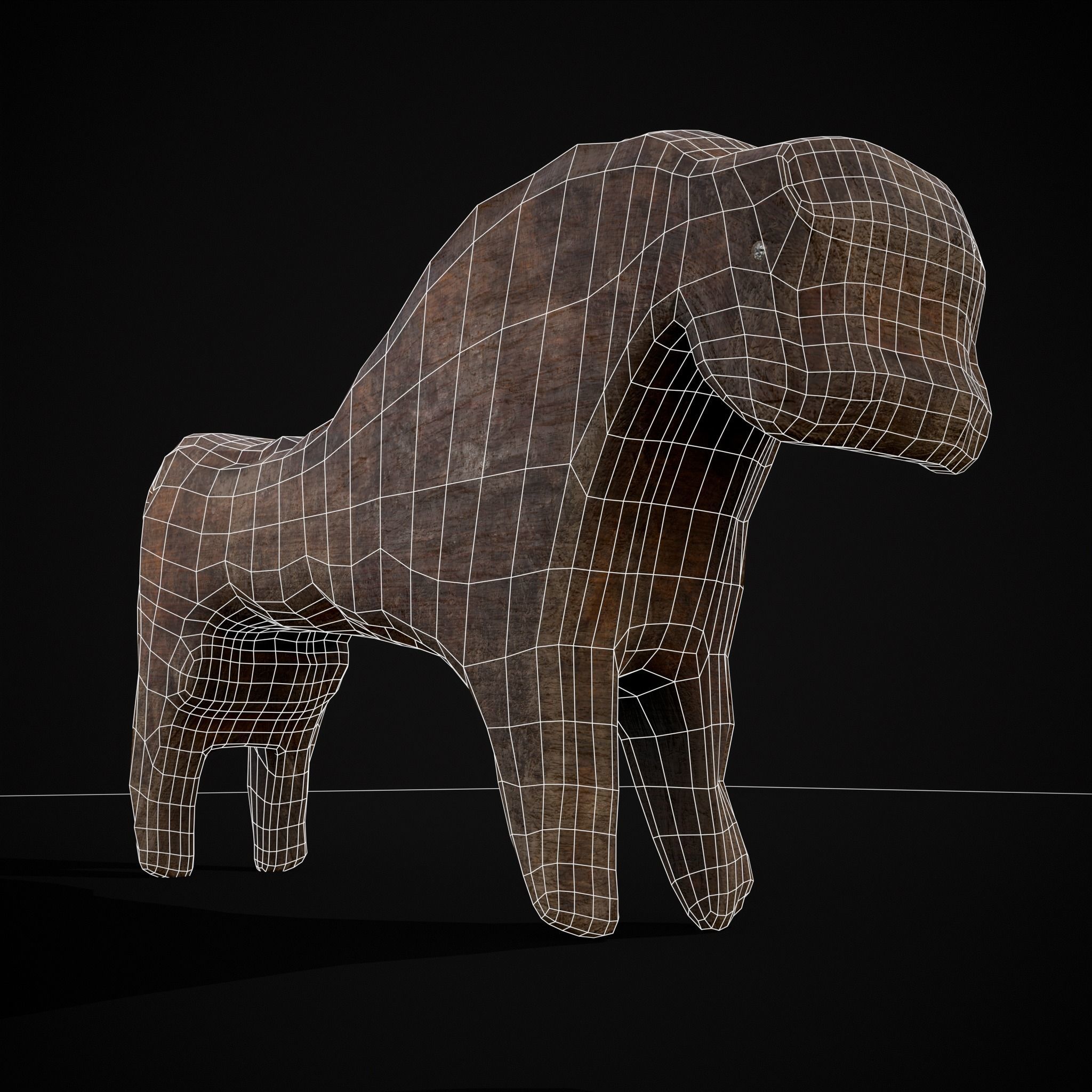 Medieval Carved Horse Toy Low-poly 3D model_34