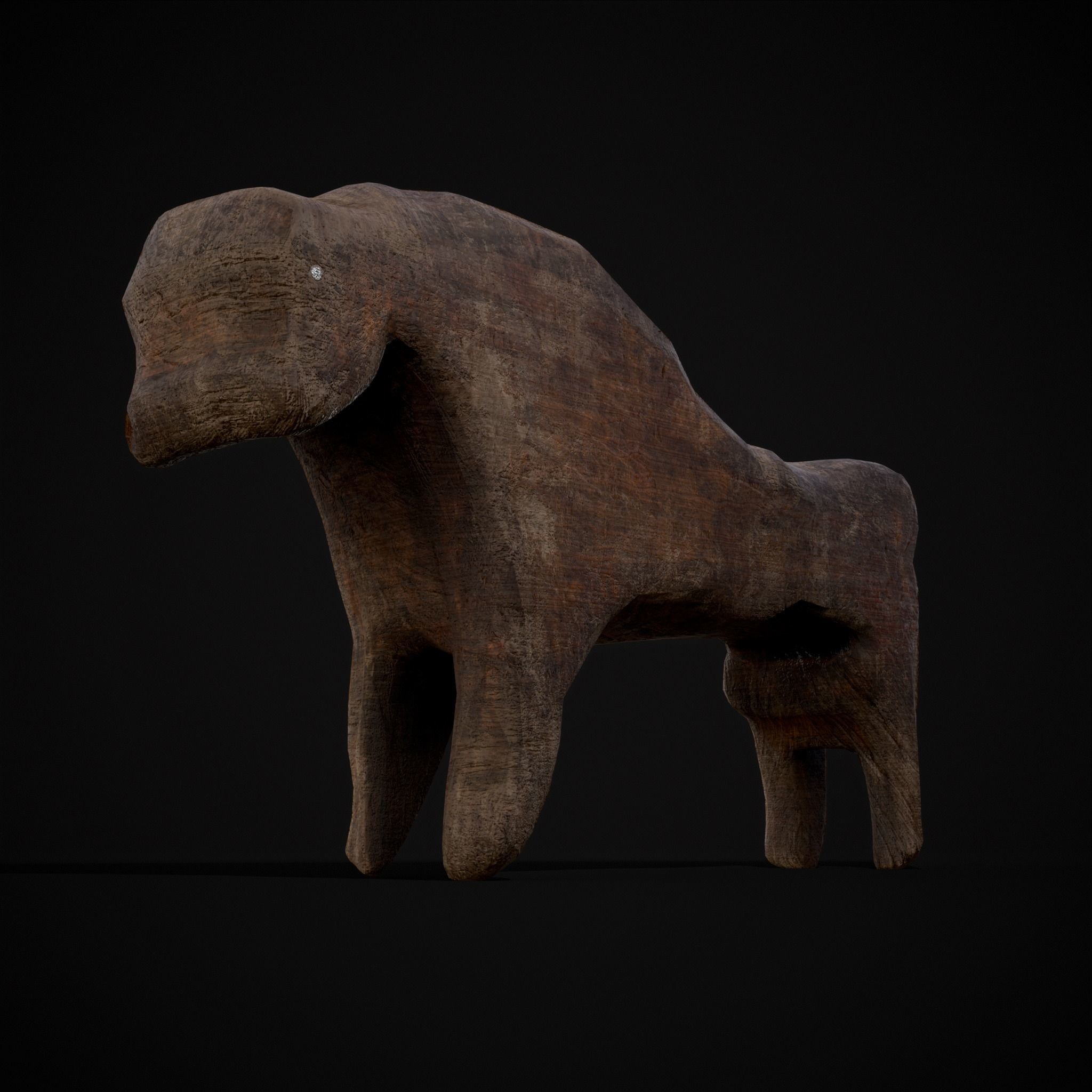 Medieval Carved Horse Toy Low-poly 3D model_9