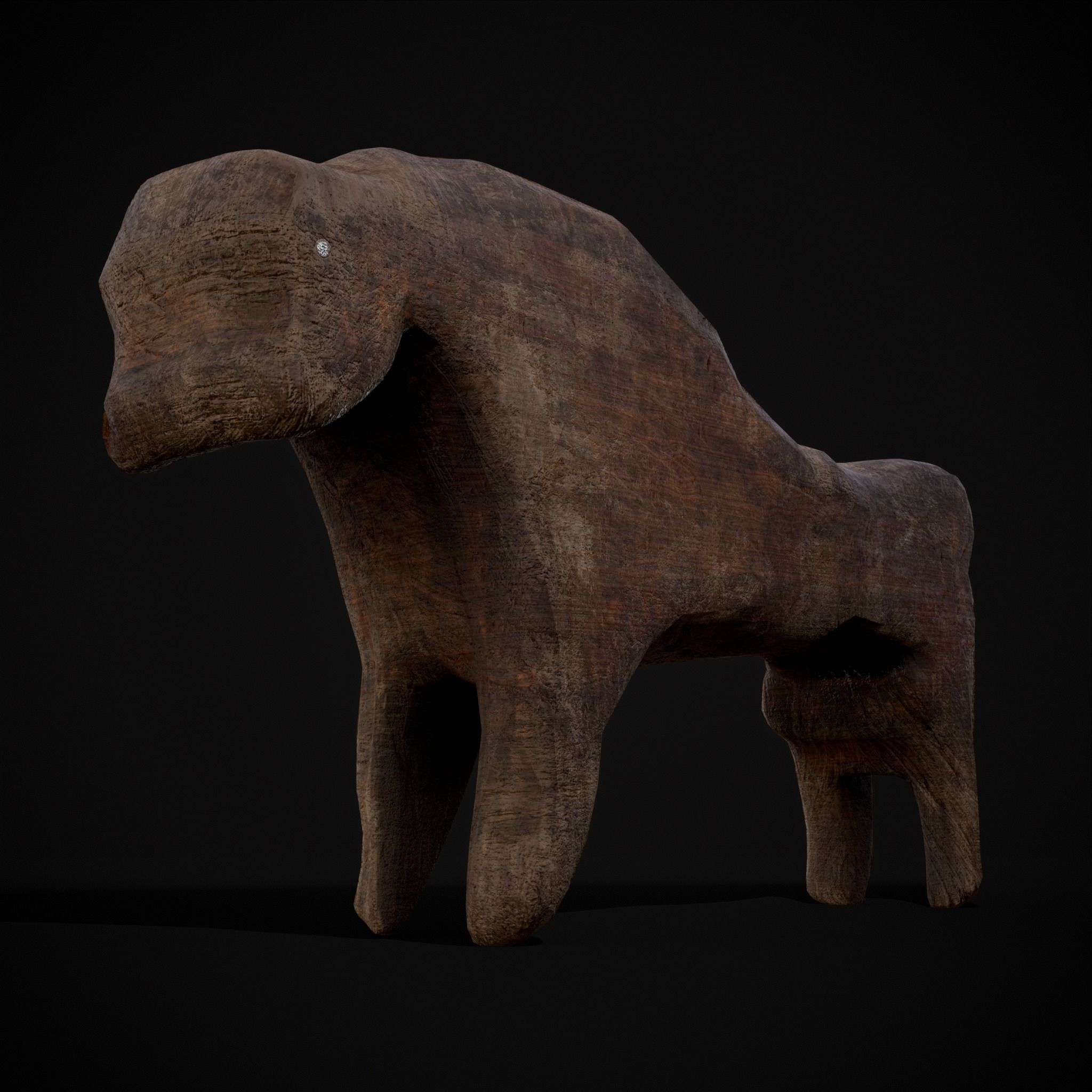 Medieval Carved Horse Toy Low-poly 3D model_25