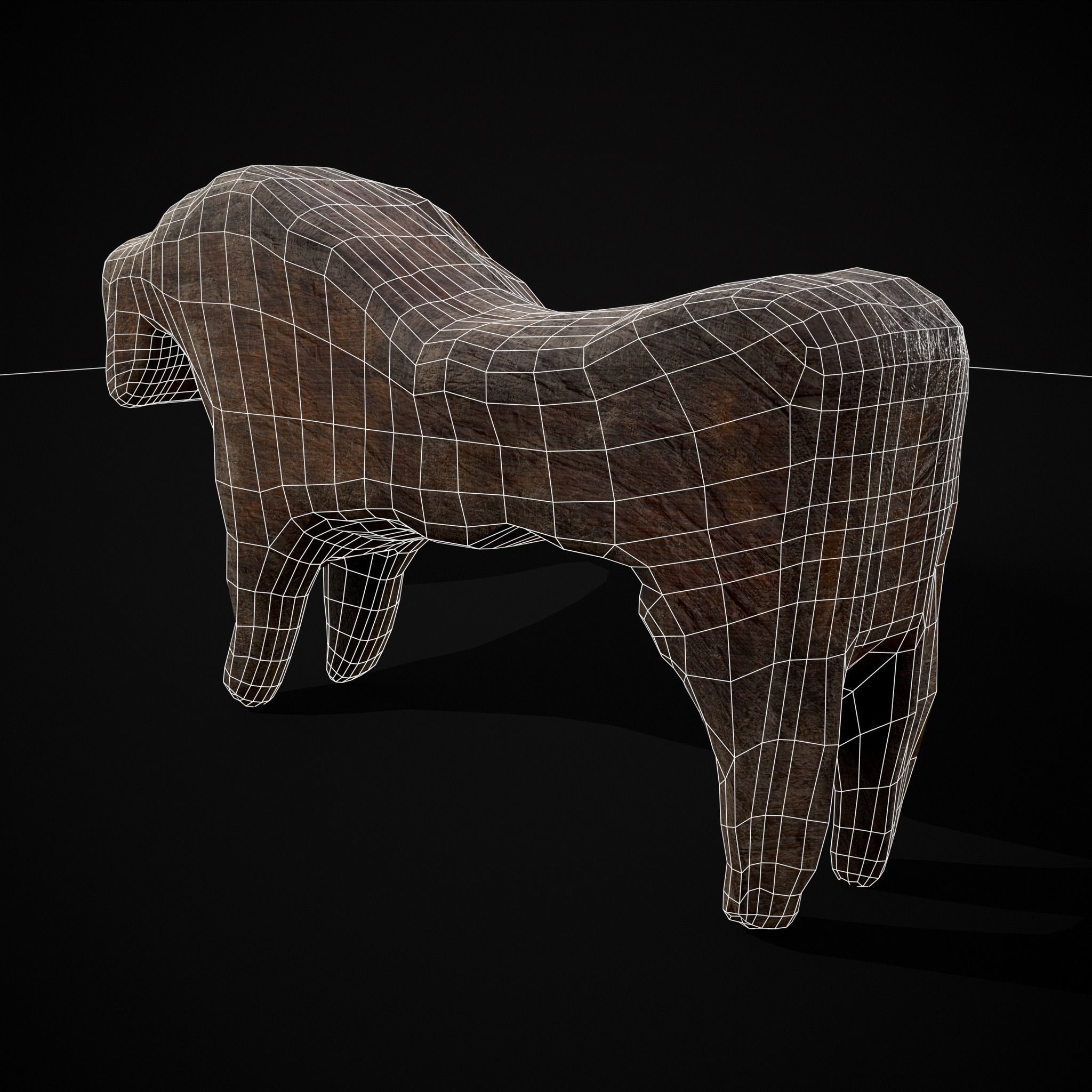 Medieval Carved Horse Toy Low-poly 3D model_6