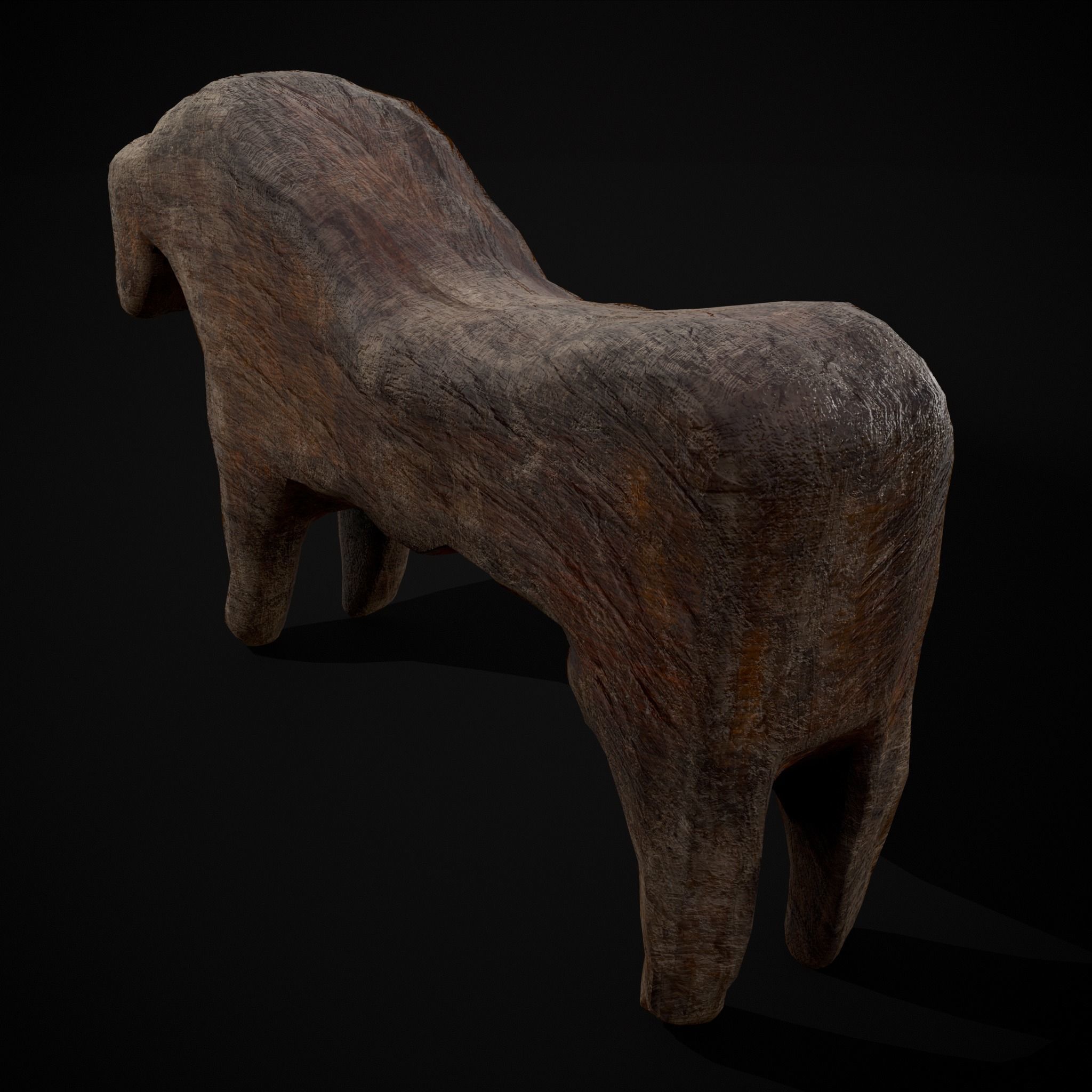 Medieval Carved Horse Toy Low-poly 3D model_35