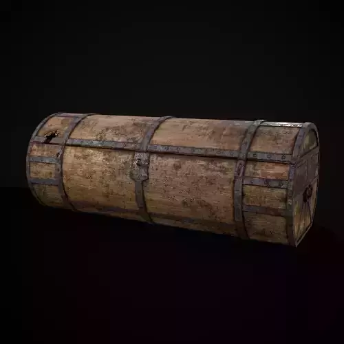 Medieval Cylindrical Chest Low-poly 3D model