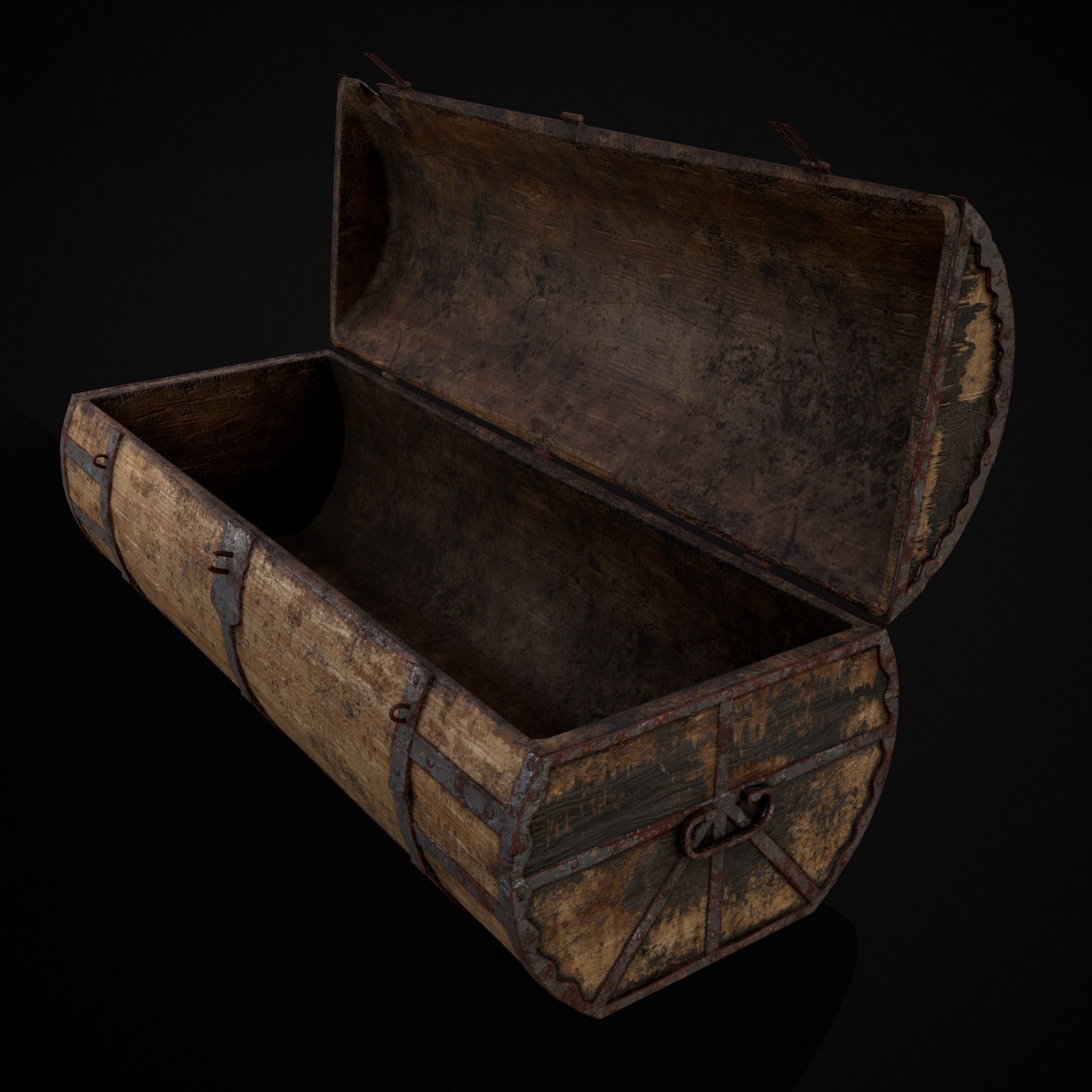 Medieval Cylindrical Chest Low-poly 3D model_27