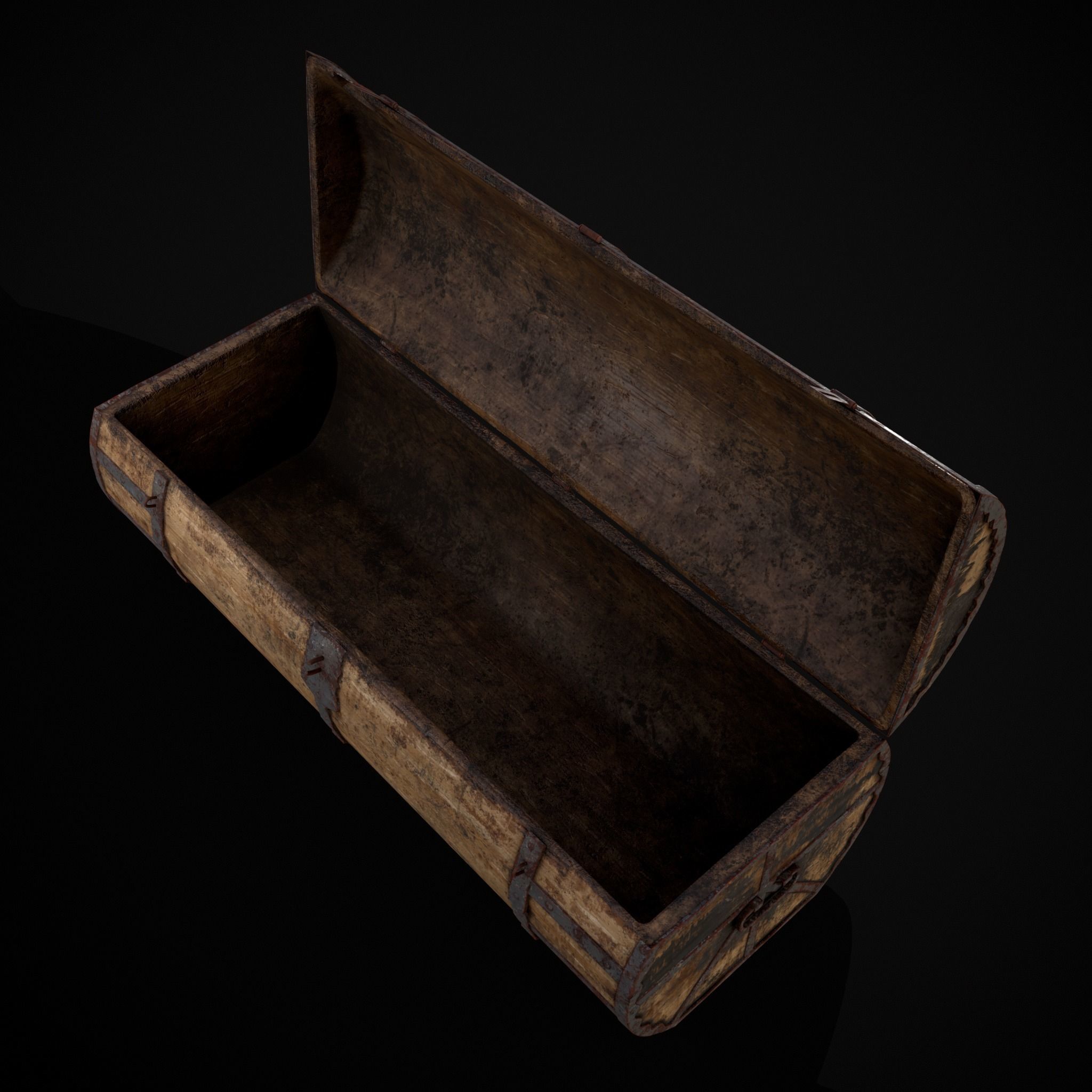Medieval Cylindrical Chest Low-poly 3D model_17