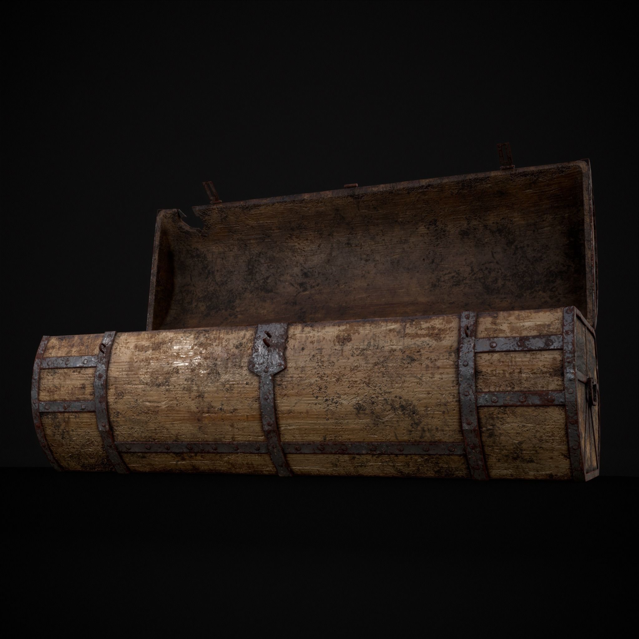 Medieval Cylindrical Chest Low-poly 3D model_23