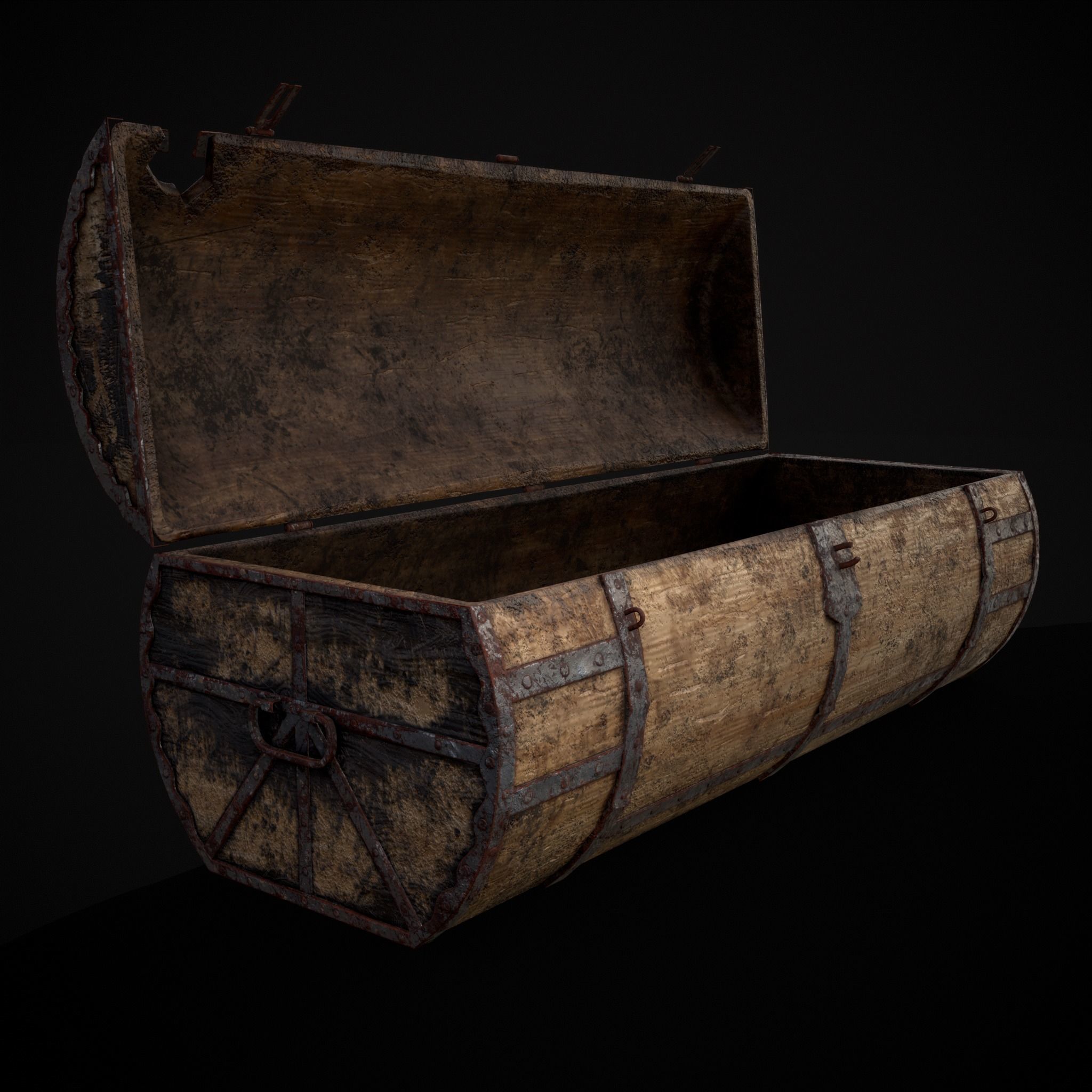 Medieval Cylindrical Chest Low-poly 3D model_19