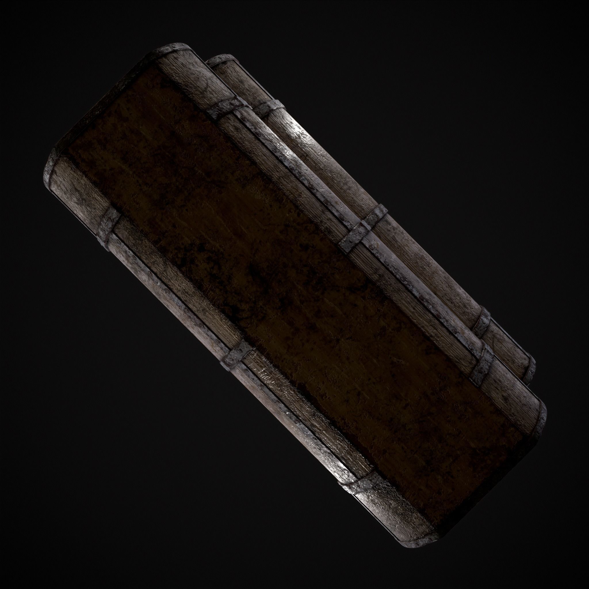 Medieval Cylindrical Chest Low-poly 3D model_31