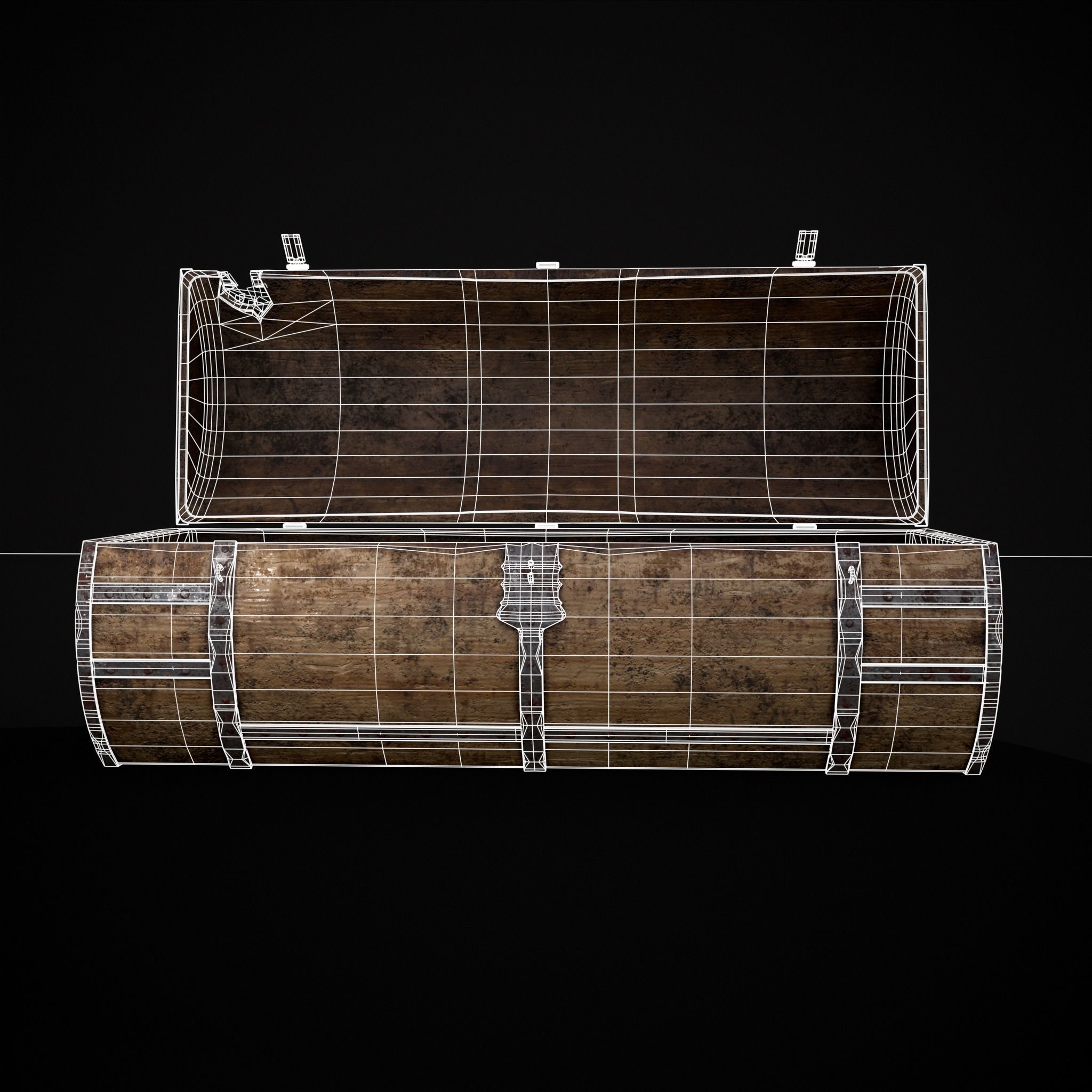 Medieval Cylindrical Chest Low-poly 3D model_14