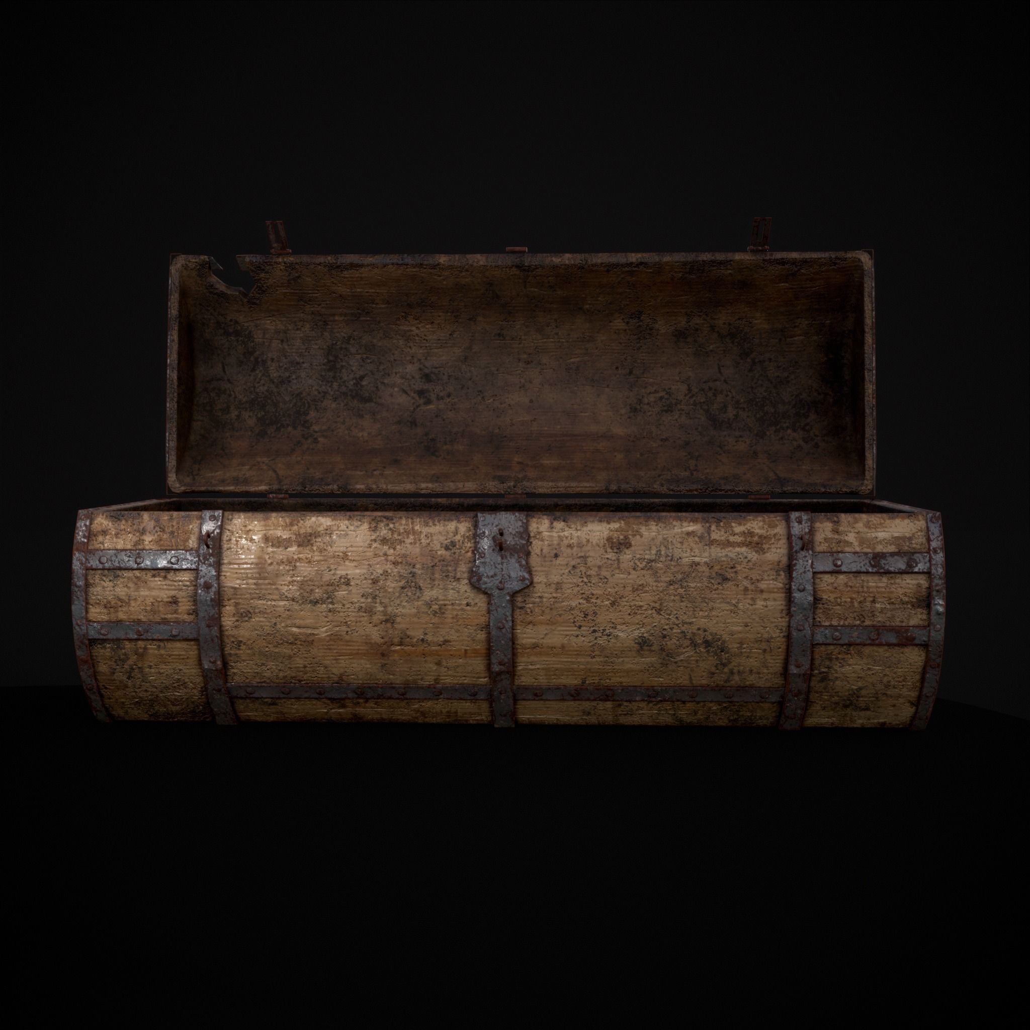 Medieval Cylindrical Chest Low-poly 3D model_13