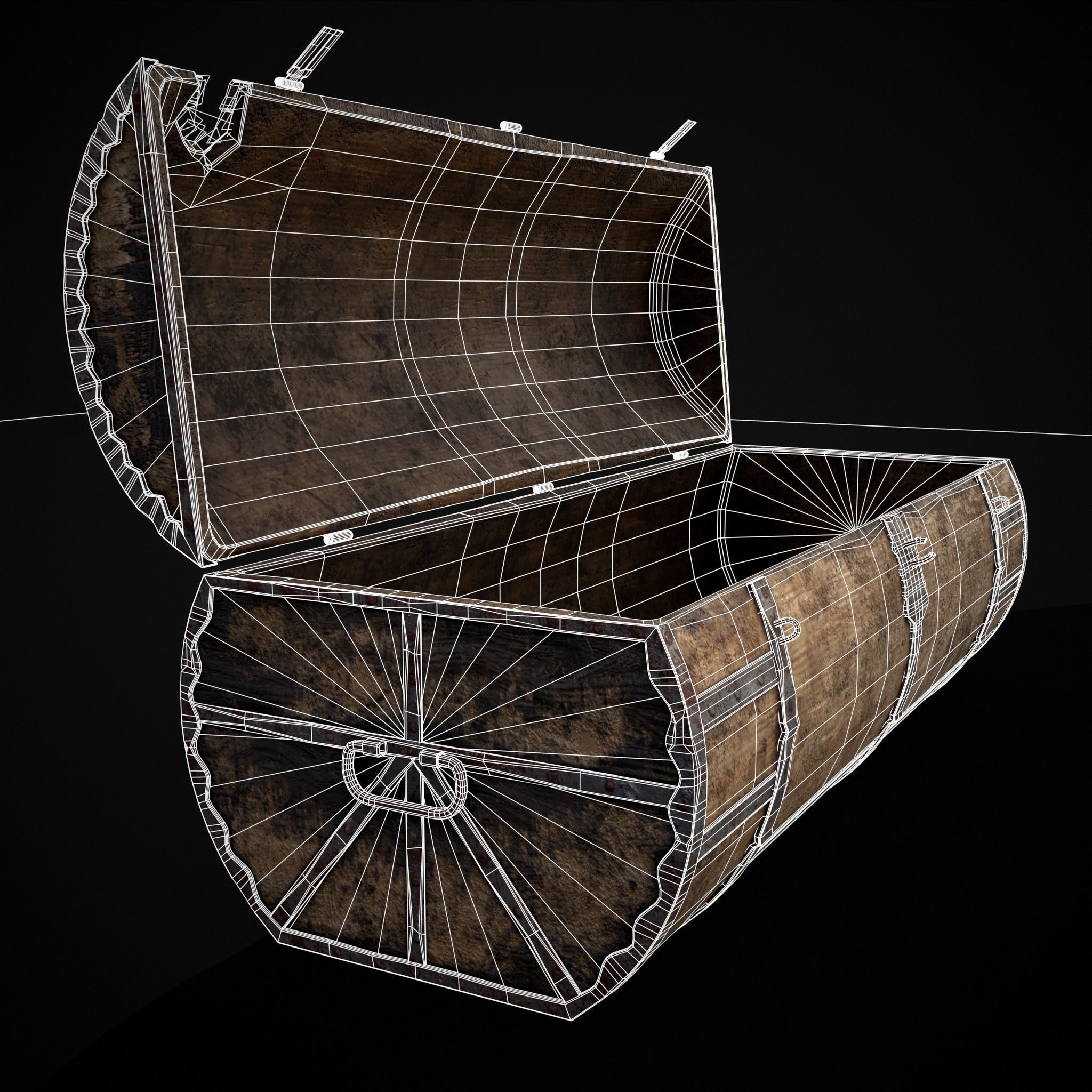 Medieval Cylindrical Chest Low-poly 3D model_26