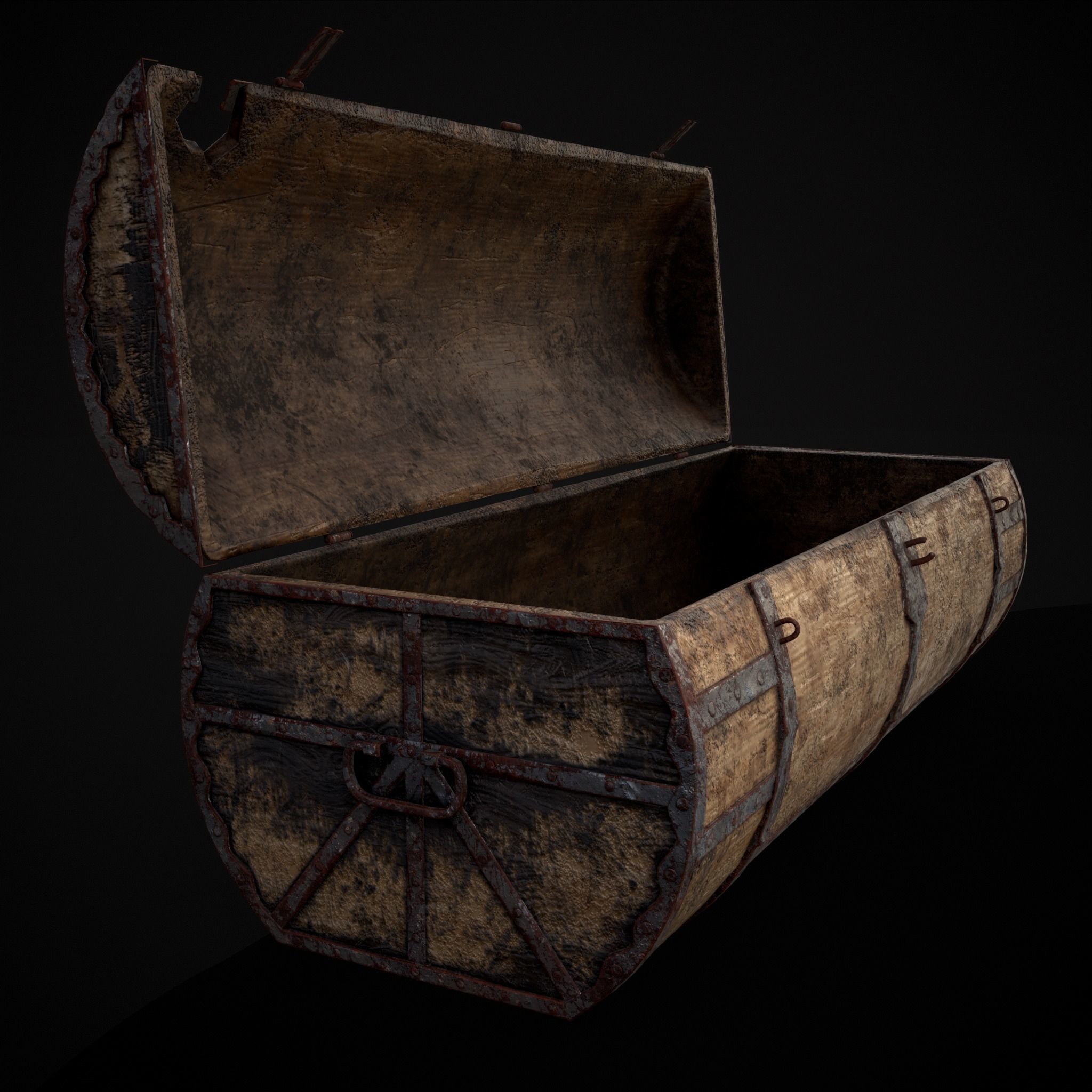 Medieval Cylindrical Chest Low-poly 3D model_25