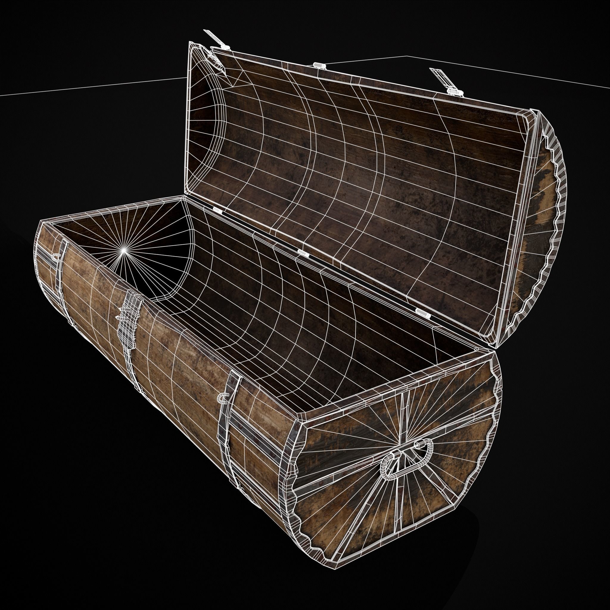 Medieval Cylindrical Chest Low-poly 3D model_28