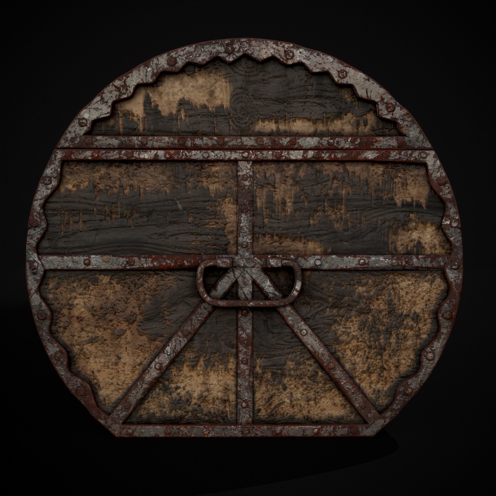 Medieval Cylindrical Chest Low-poly 3D model_7