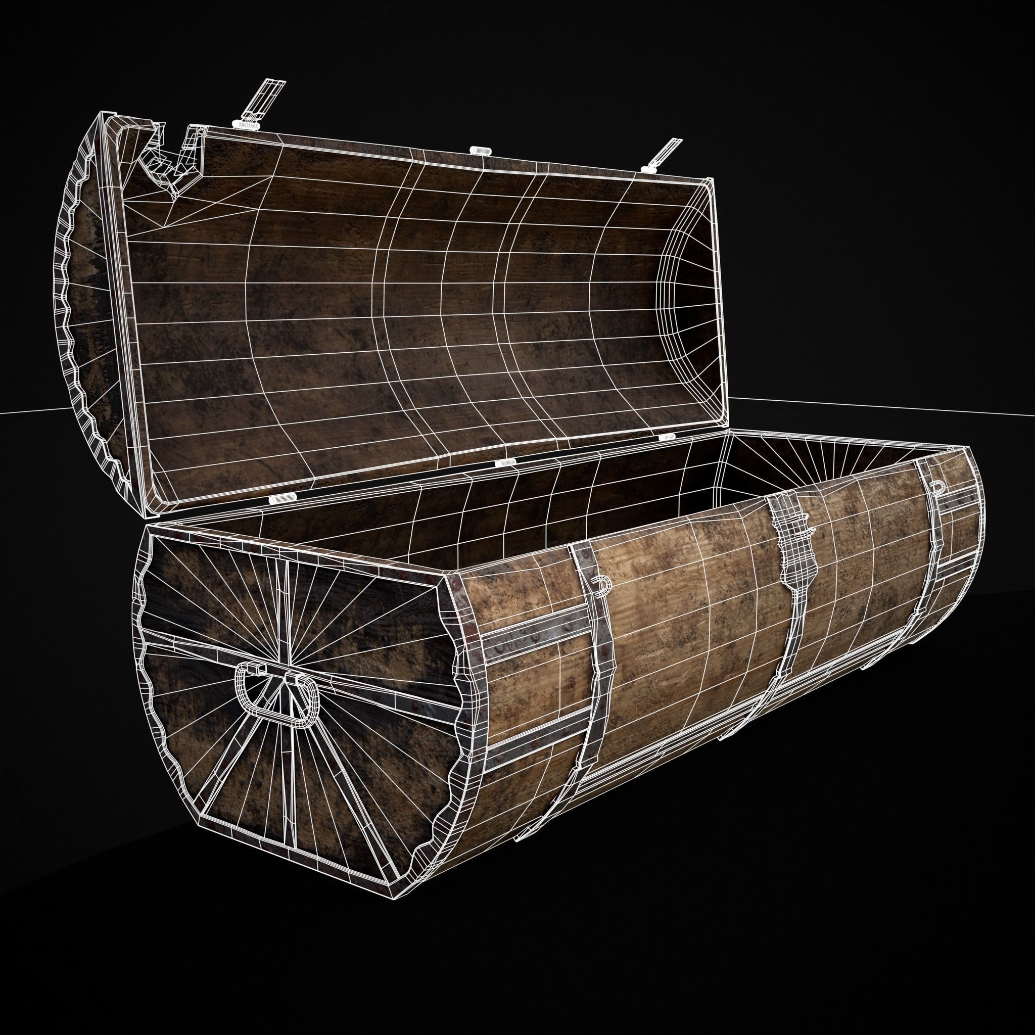 Medieval Cylindrical Chest Low-poly 3D model_20