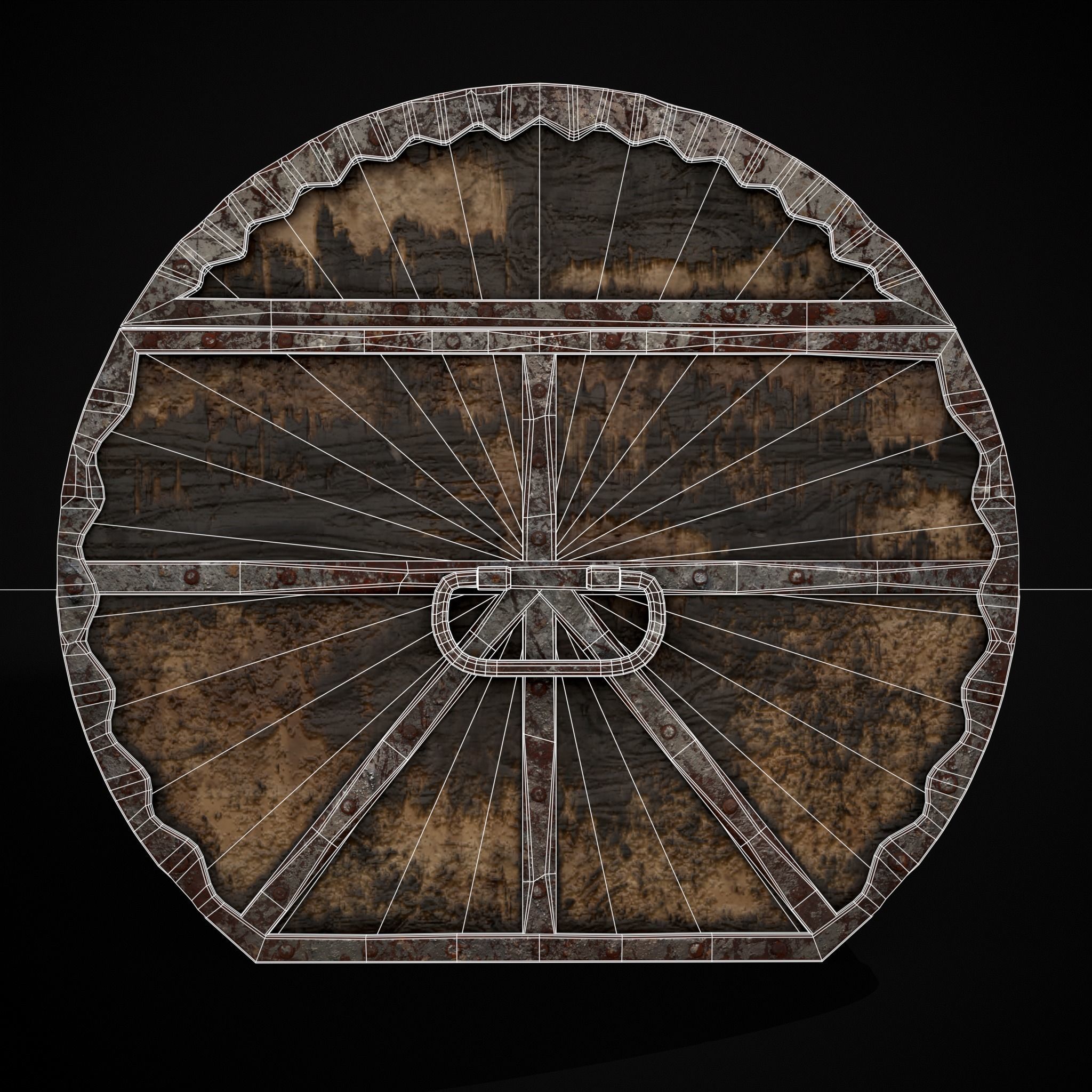 Medieval Cylindrical Chest Low-poly 3D model_8