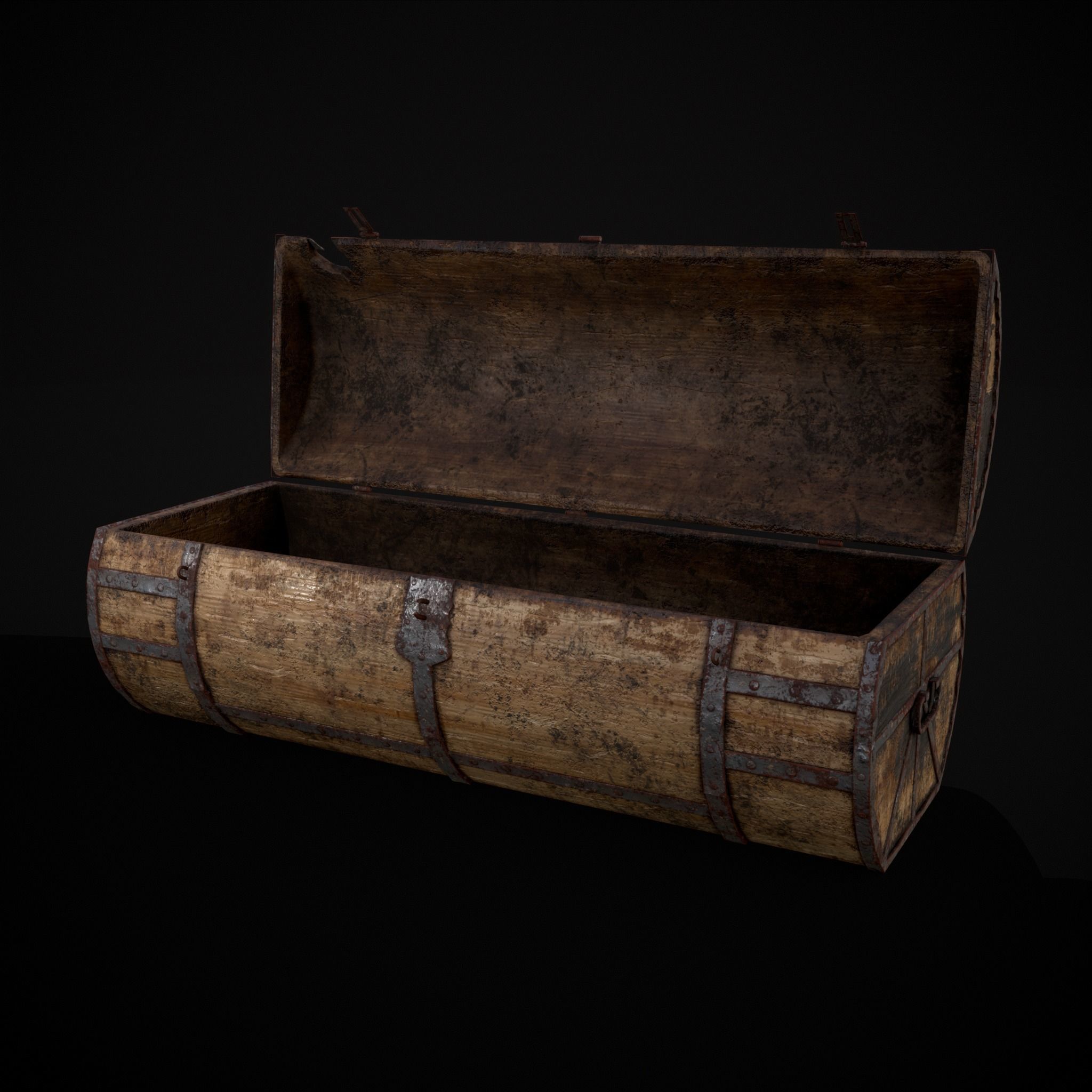 Medieval Cylindrical Chest Low-poly 3D model_11