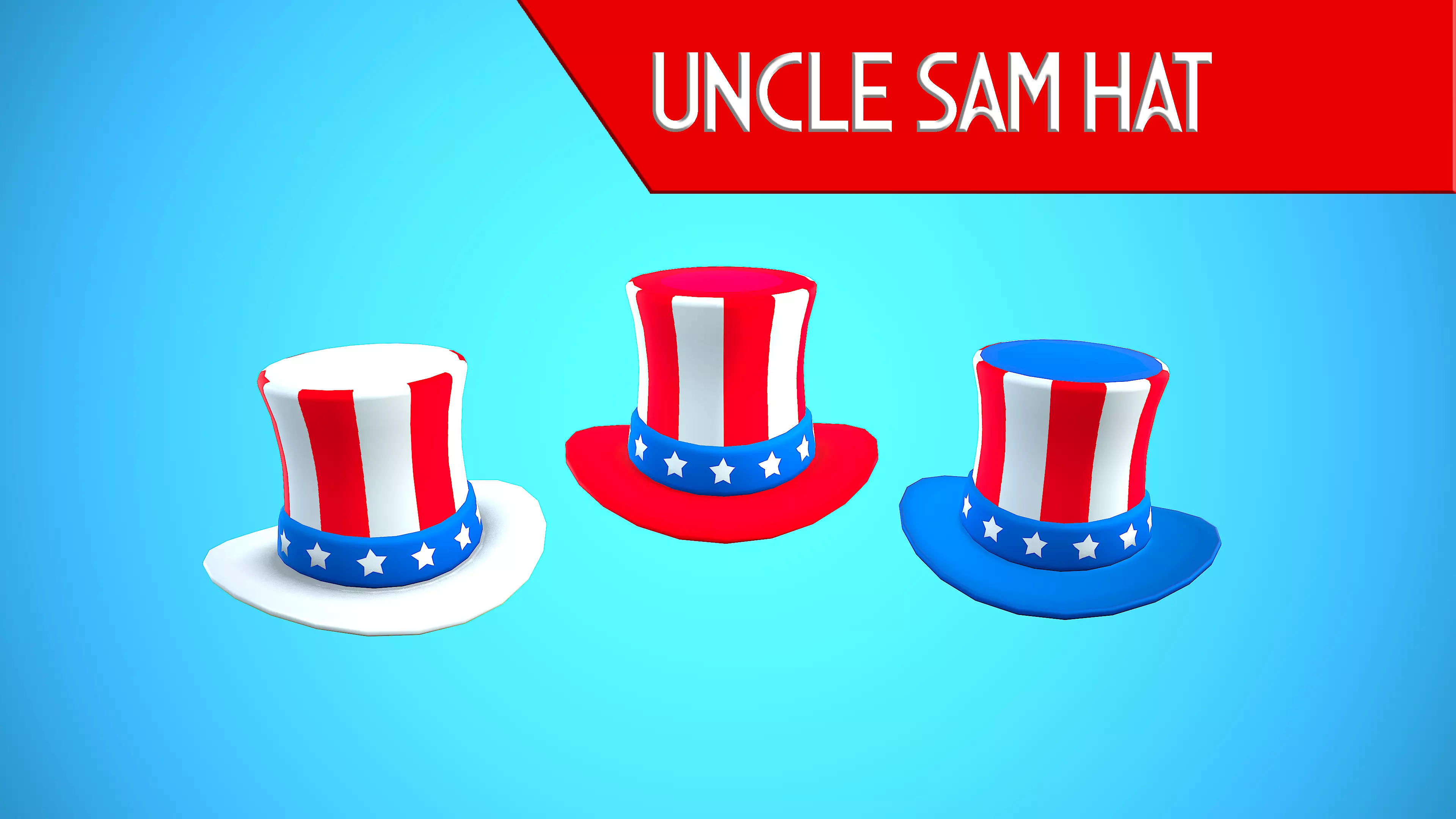 UNCLE SAM HAT CARTOON STYLIZED Low-poly 3D model