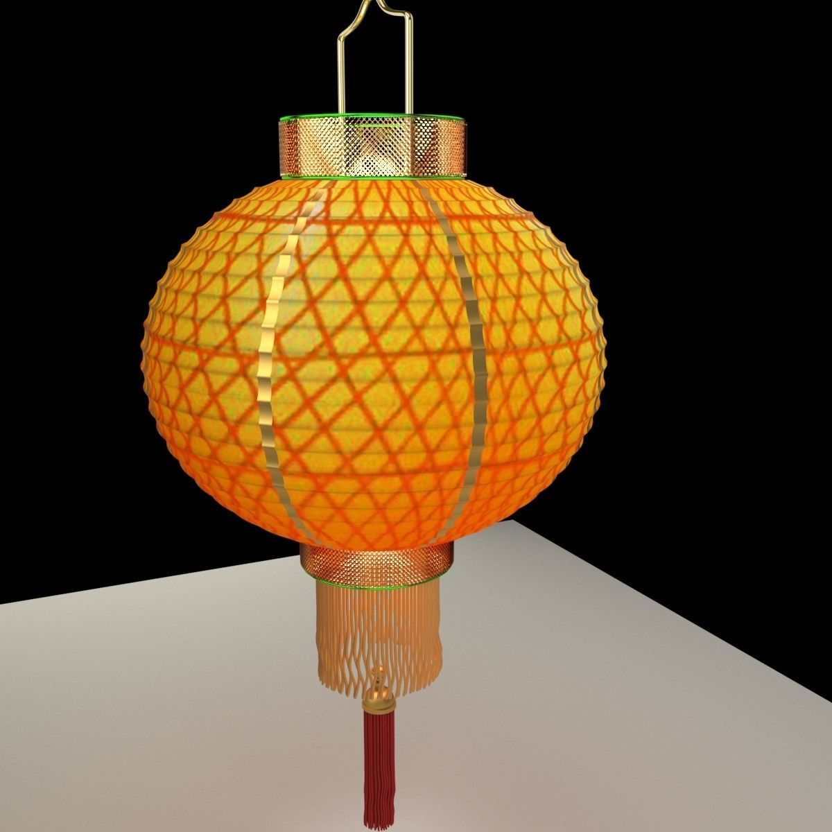 Chinese red lantern 3D model_3