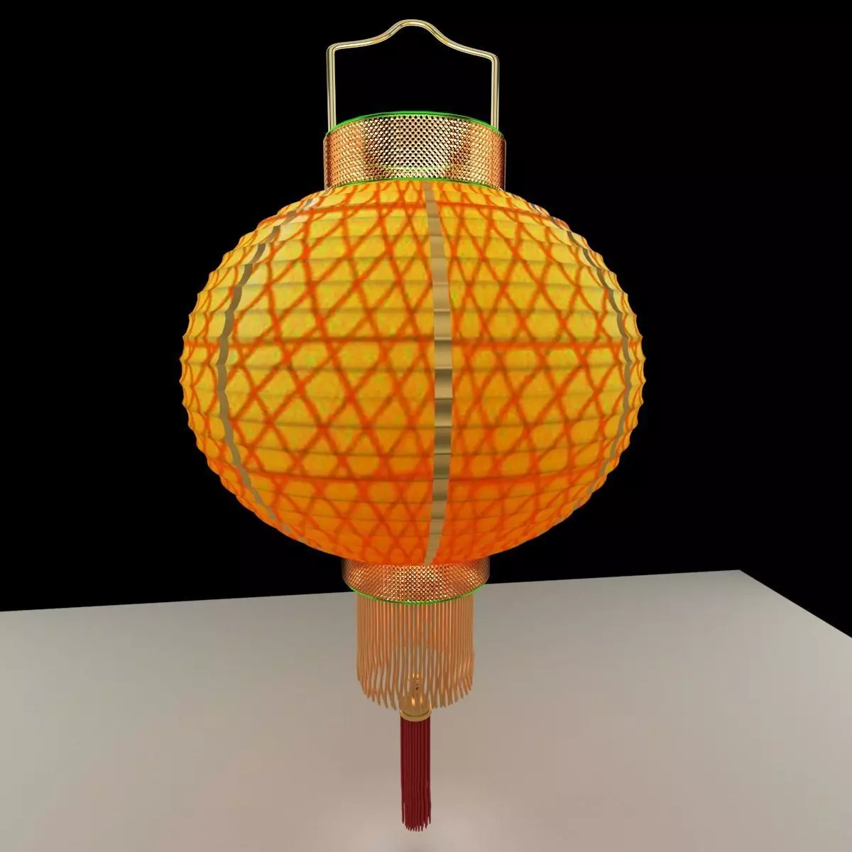 Chinese red lantern 3D model_0