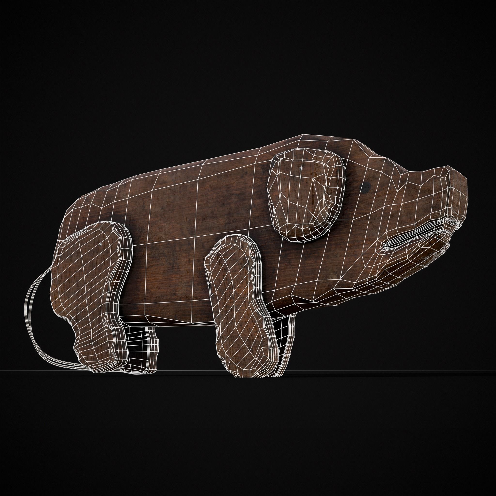 Medieval Carved Pig Toy Low-poly 3D model_40