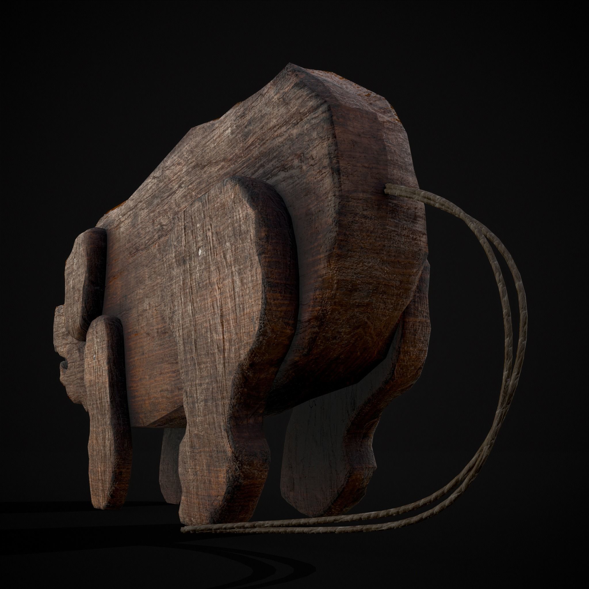 Medieval Carved Pig Toy Low-poly 3D model_17