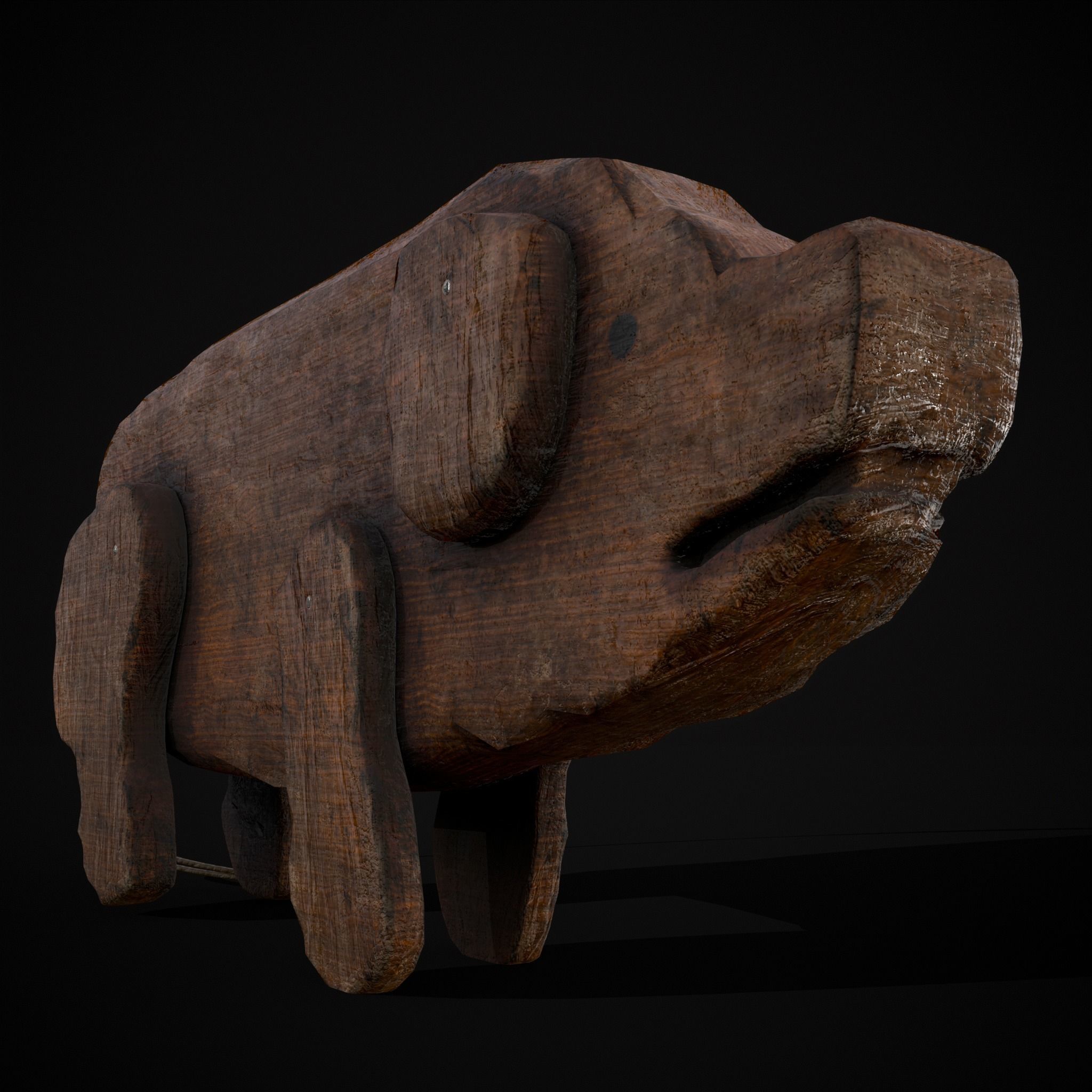 Medieval Carved Pig Toy Low-poly 3D model_27