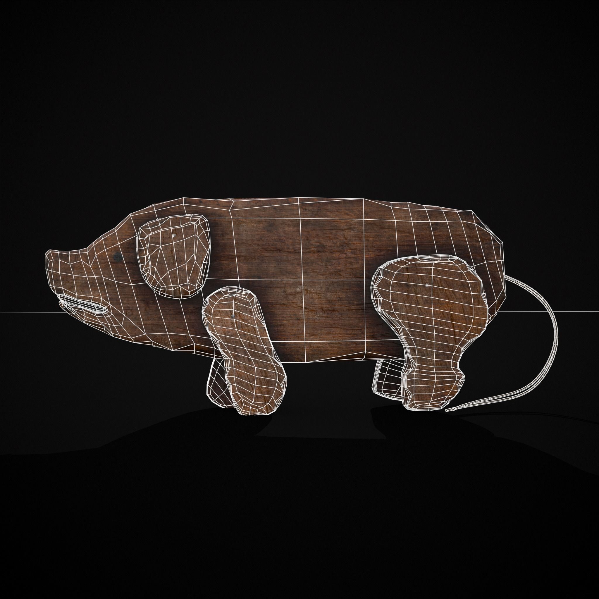 Medieval Carved Pig Toy Low-poly 3D model_8